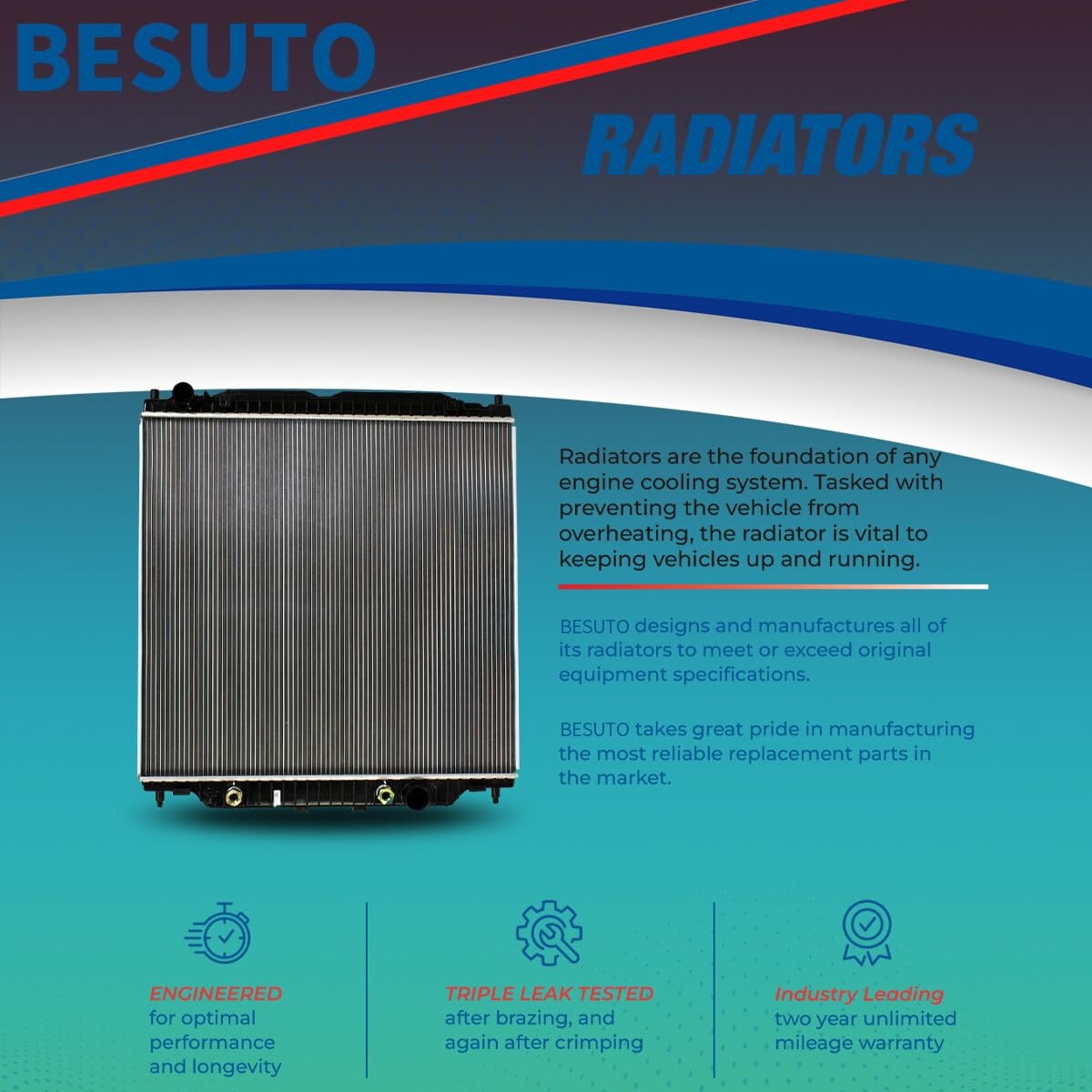 Aluminum Radiator for Dodge Durango Citadel 5.7L V8 2011-2019 26mm Core CU13204