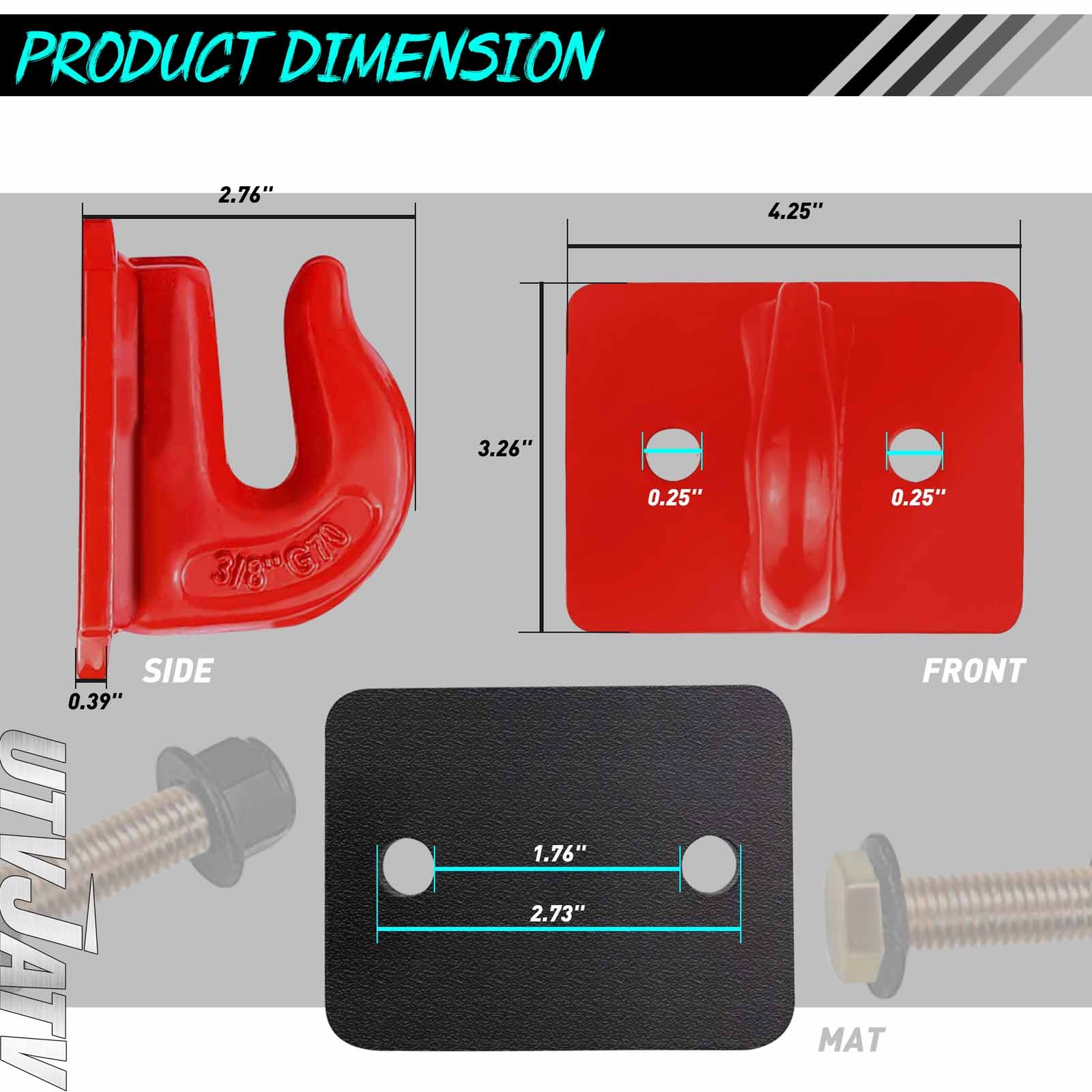 3/8″ Bolt On Grab Hooks For Loader Tractor Bucket Heavy Duty Steel Pack Of (2)