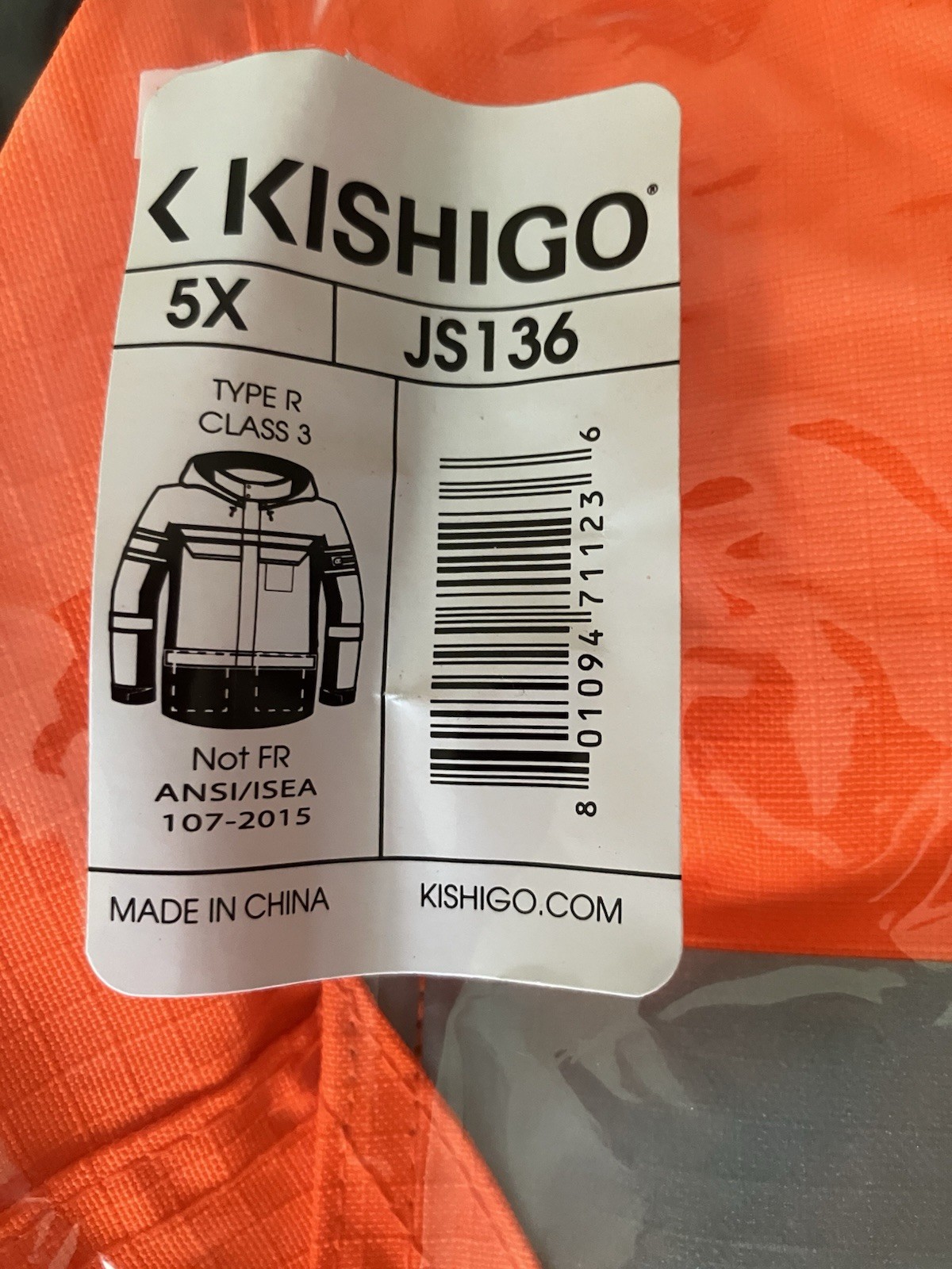 Kishigo 5XL Hi Vis Soft Shell Jacket Orange Black Series ANSI Class 3 JS136 New