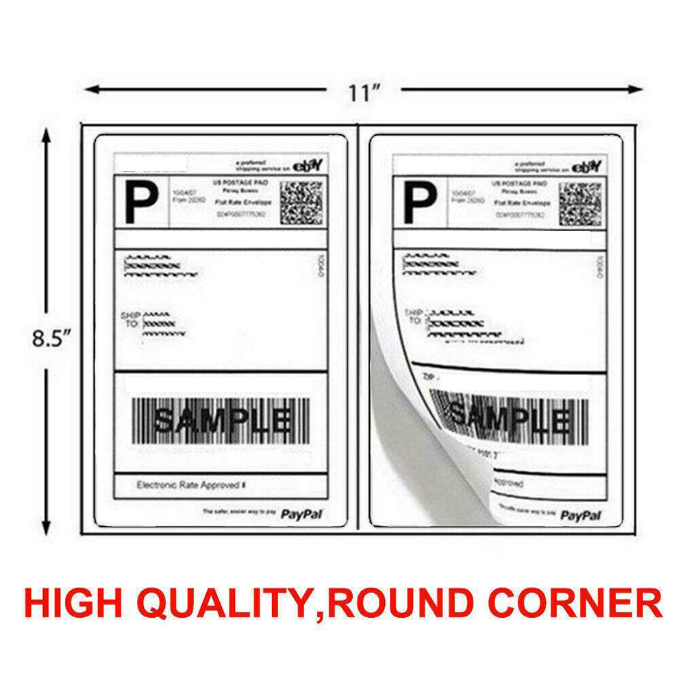 1000 Shipping Labels 8.5″x5.5″ Rounded Corner Self Adhesive 2 Per Sheet Blank US