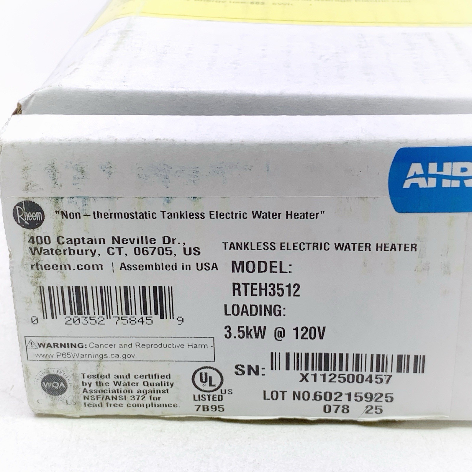 Rheem 3.5 kW, 120-Volt Non-Thermostatic Tankless Electric Water Heater RTEH3512