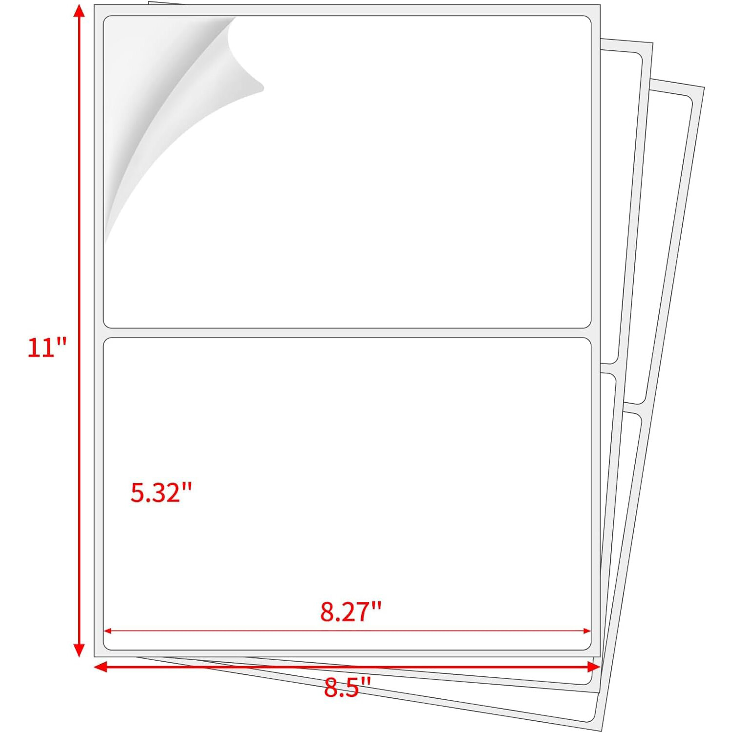 8.5×5.5 Shipping Labels Rounded Corner Self Adhesive 2 Per Sheet 50-5000 Labels