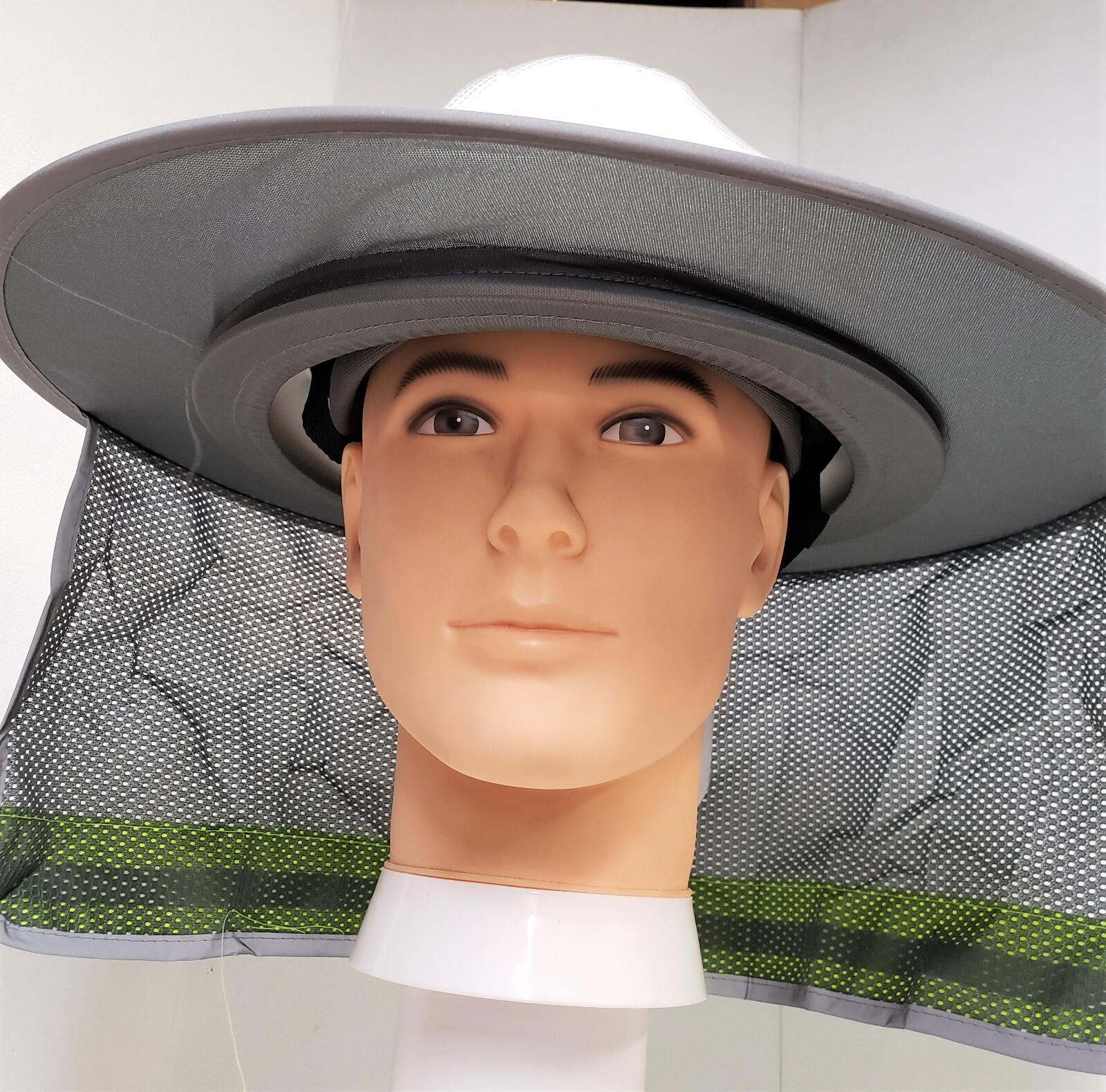 GRAY Hard Hat Sun Shade Visor Full Brim Mesh Neck HI VIS REFLECTIVE STRIPE