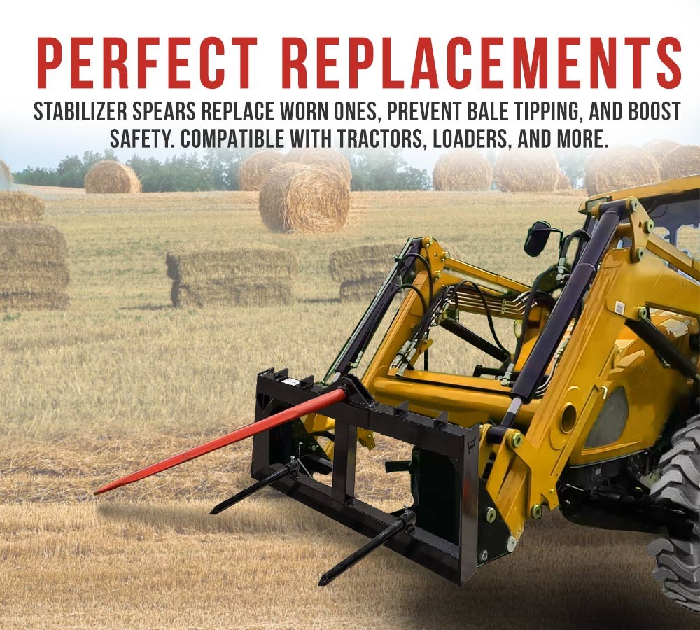2PK 17″ Hay Bale Spear Stabilizer for Skid Steer Mount Plate for Tractor