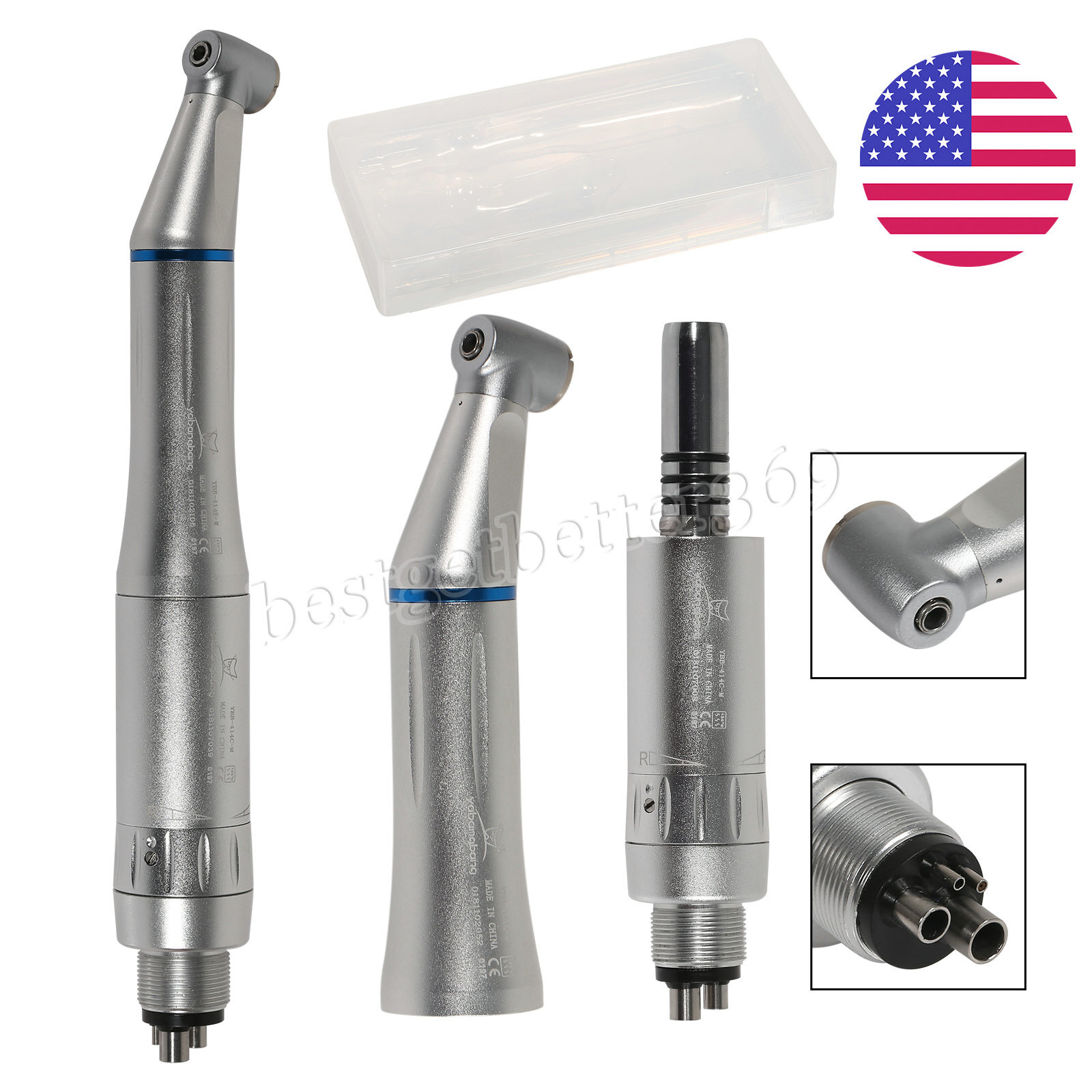 Dental Slow Low Speed Handpiece Push Contra Angle NSK Style Air Motor 4Holes