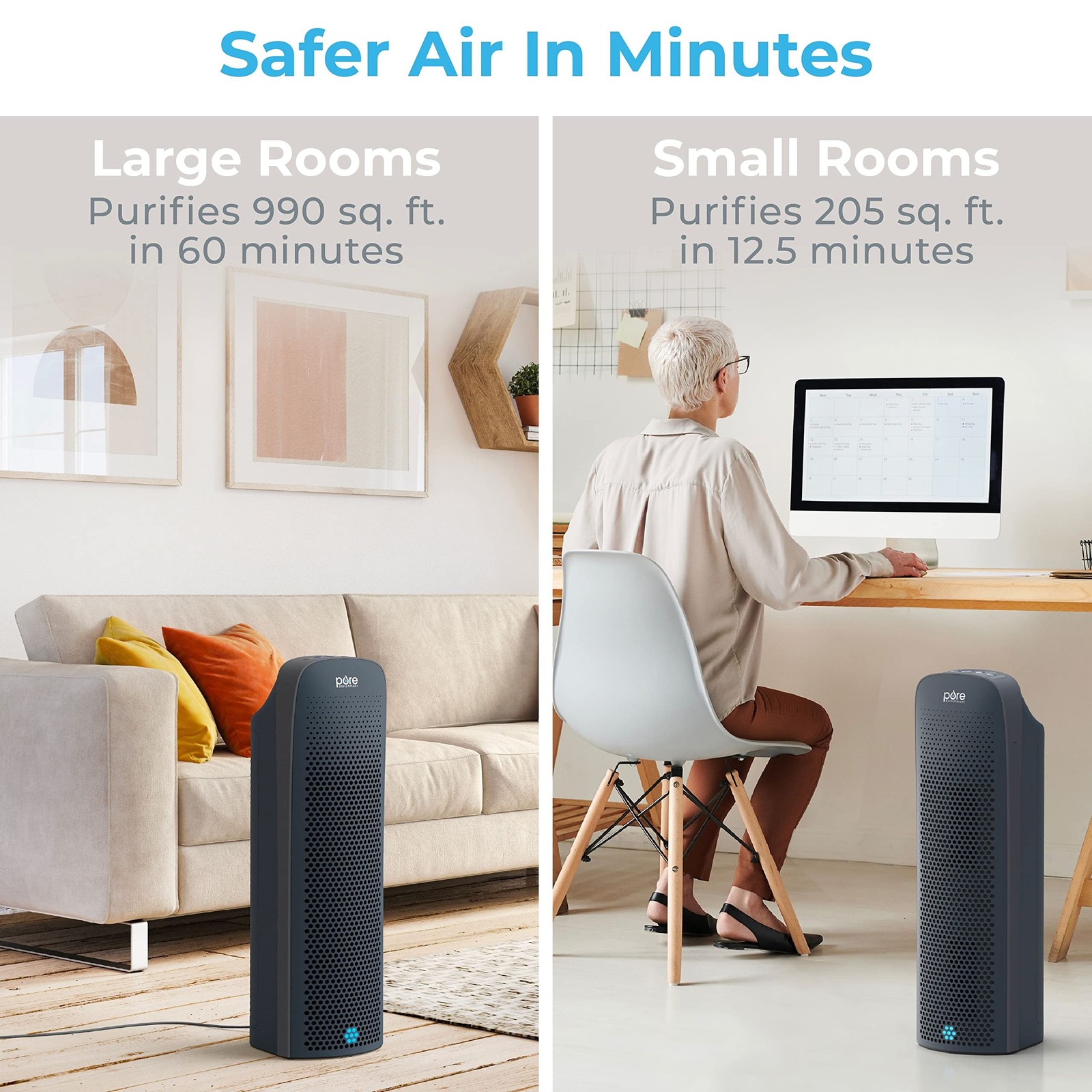 Pure Enrichment PureZone Elite True HEPA Large Room Tower Air Purif… Fast Ship