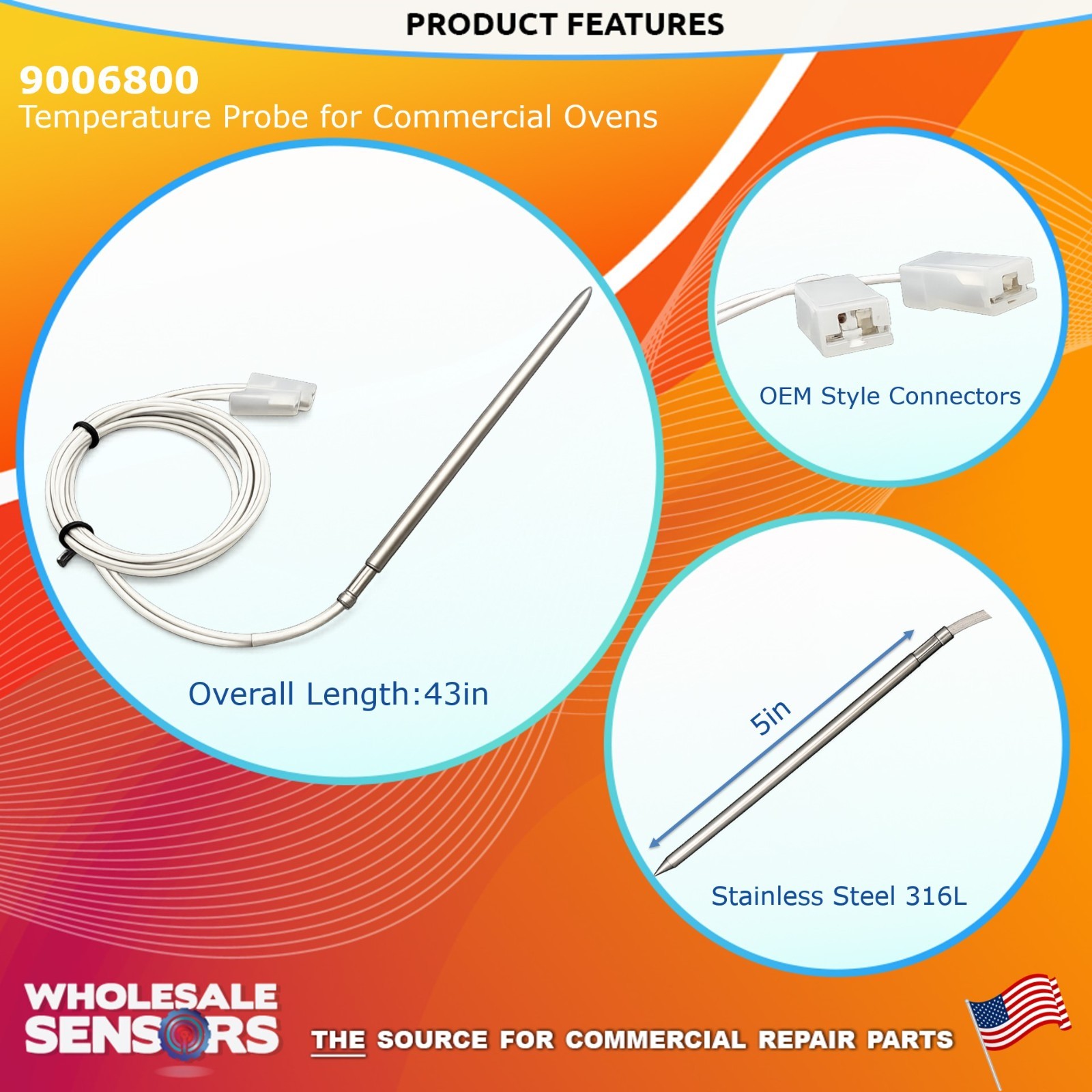 Replacement Garland 9006800 RTD Temperature Probe 12 Month Warranty