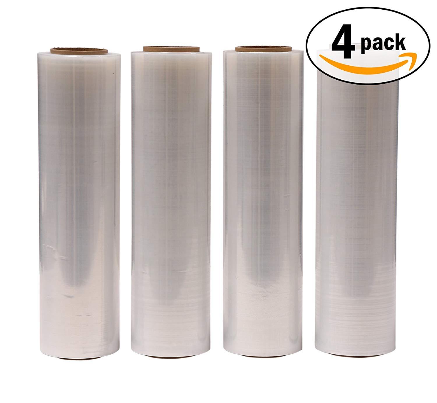 18″ x 1000FT 100 Gauge Pallet Wrap Stretch Film Shrink Hand Wrap 1000′ | 4 Rolls