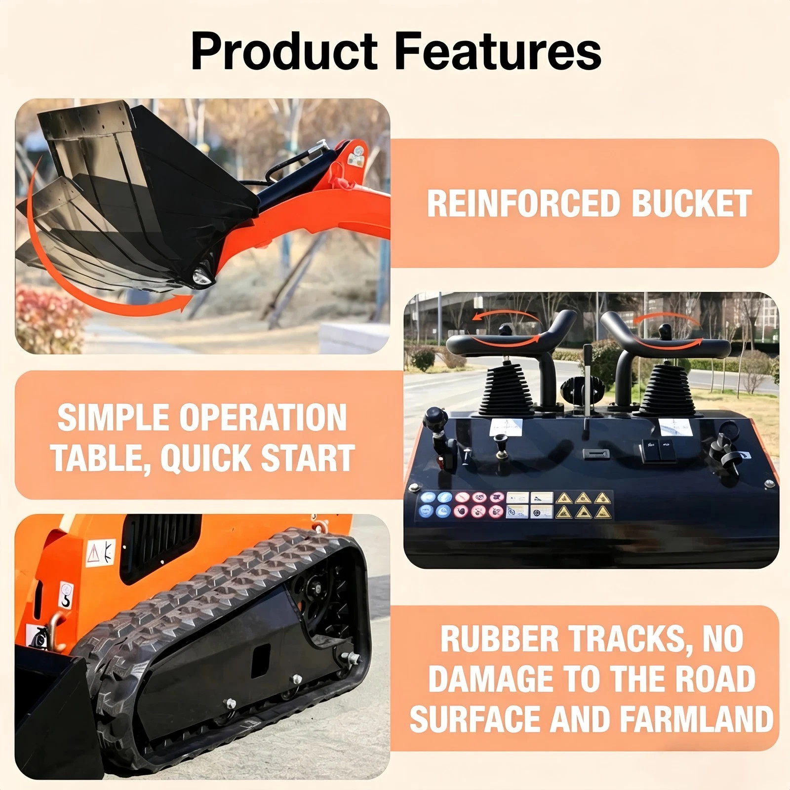 Brand New Mini Tracked Skid Steer Loader with Runtong Engine USA Stock