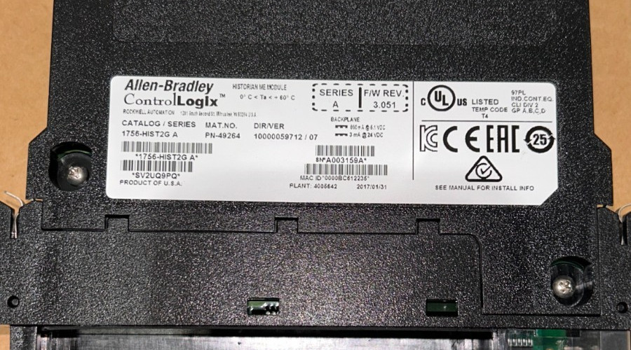 Allen Bradley 1756-HIST2G A Factory Talk Historian ME Module Ser A ControlLogix