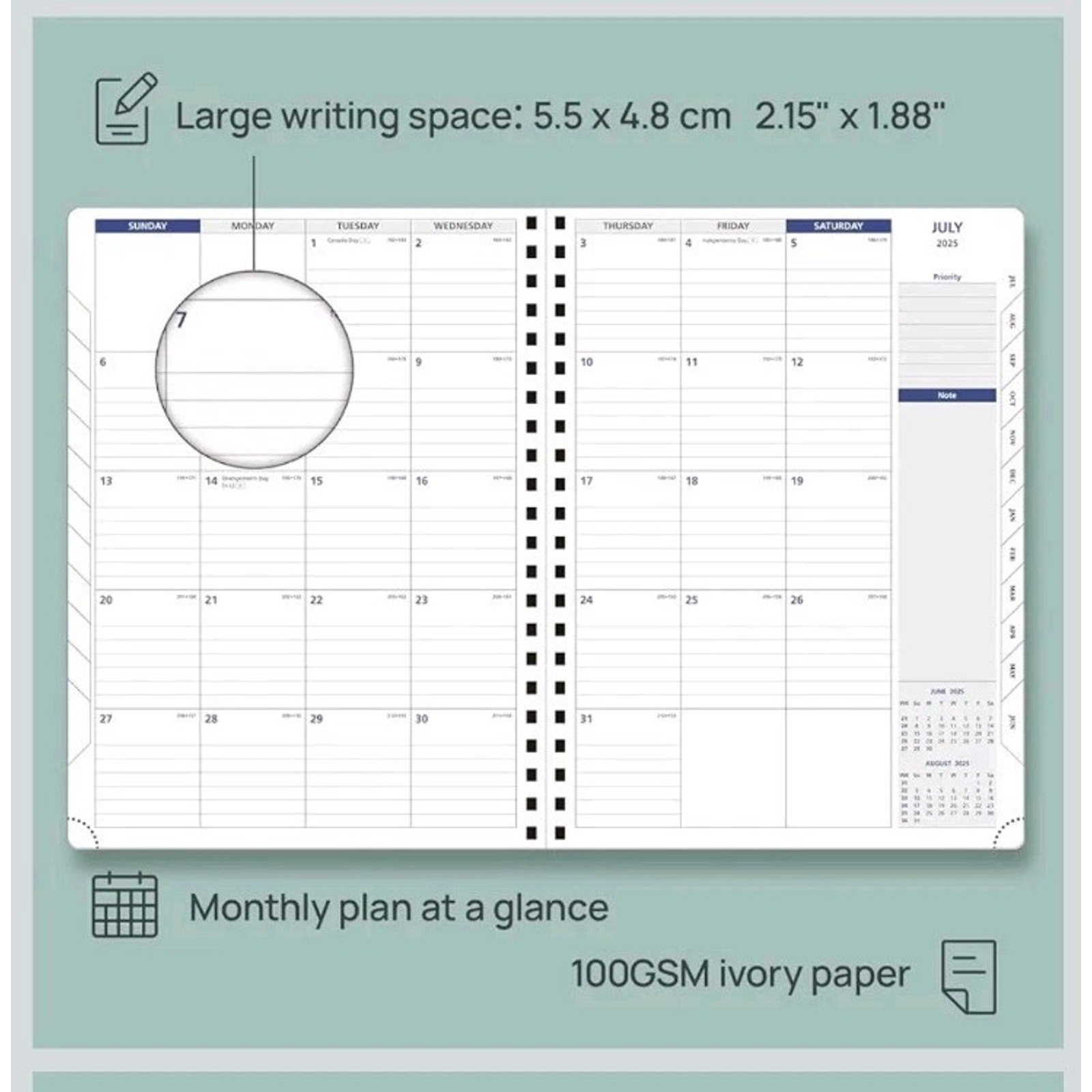 POPRUN 2025-2026 Academic Planner Spiral Bound, 8.5” x 11.25” Appointment Book