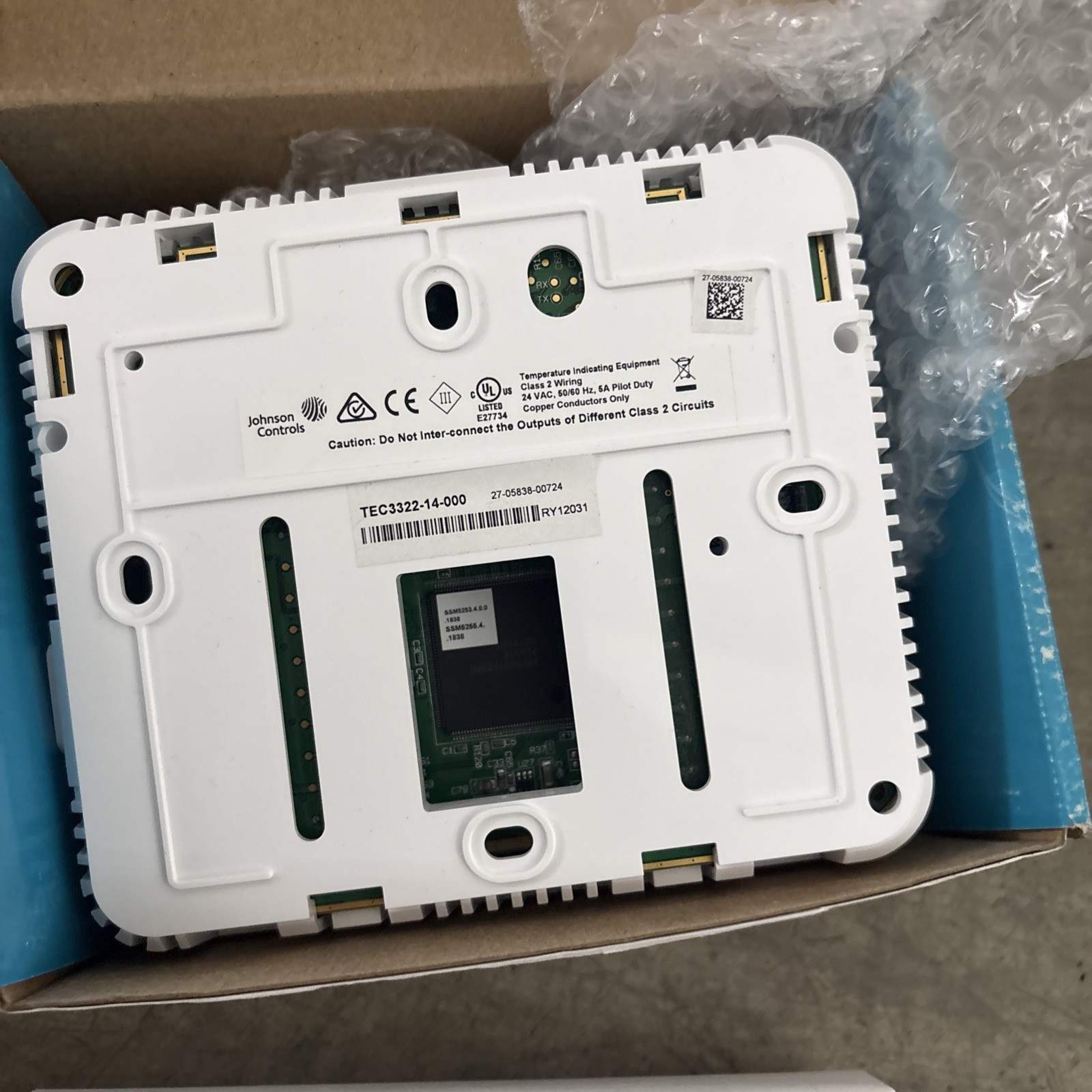 Thermostat Controller Johnson Controls HVAC Smart White TEC3000 TEC3622-14-000