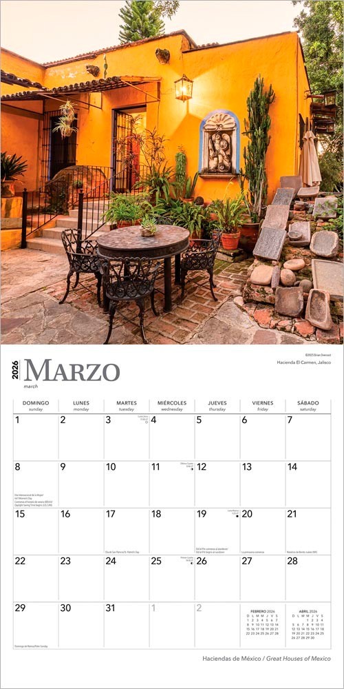 Haciendas de Mexico | Great Houses of Mexico | 2026 12×24″ Wall Calendar
