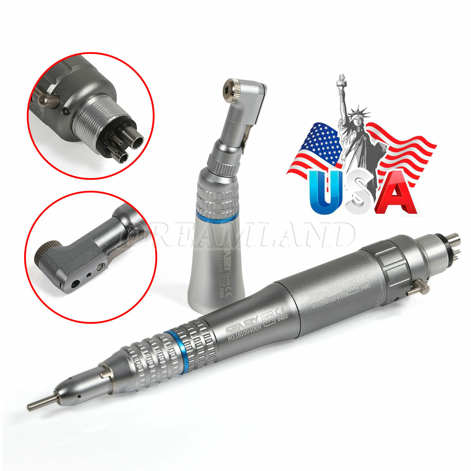 3* Dental Low Speed Air Motor E-Type Contra Angle Straight Handpiece NSK NMP