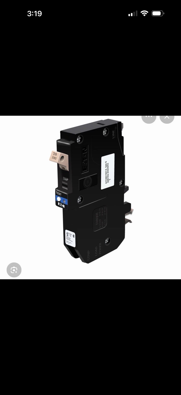 Eaton CHFP120DF Miniature Circuit Breakers 1P 20A 240V EA