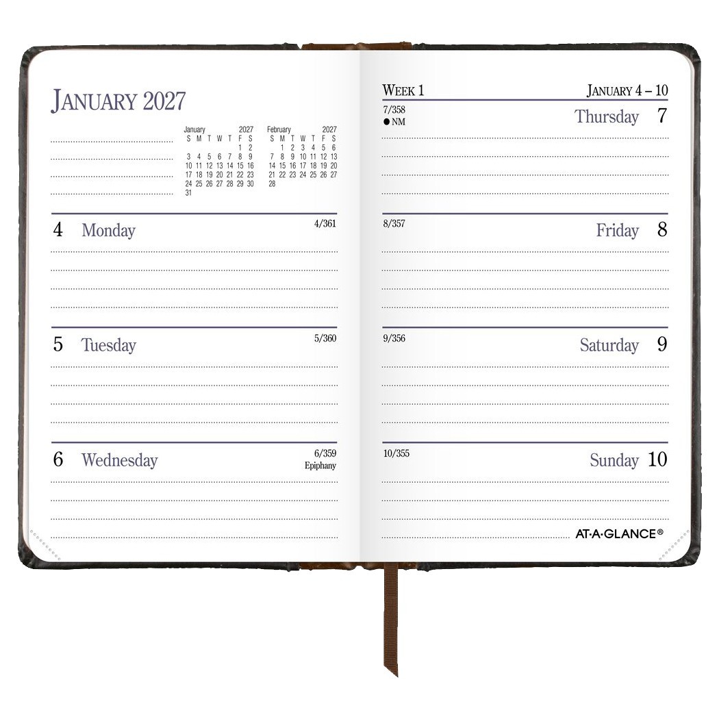 2026 At-A-Glance 74-01 Fine Diary Weekly Monthly Planner, Genuine Leather