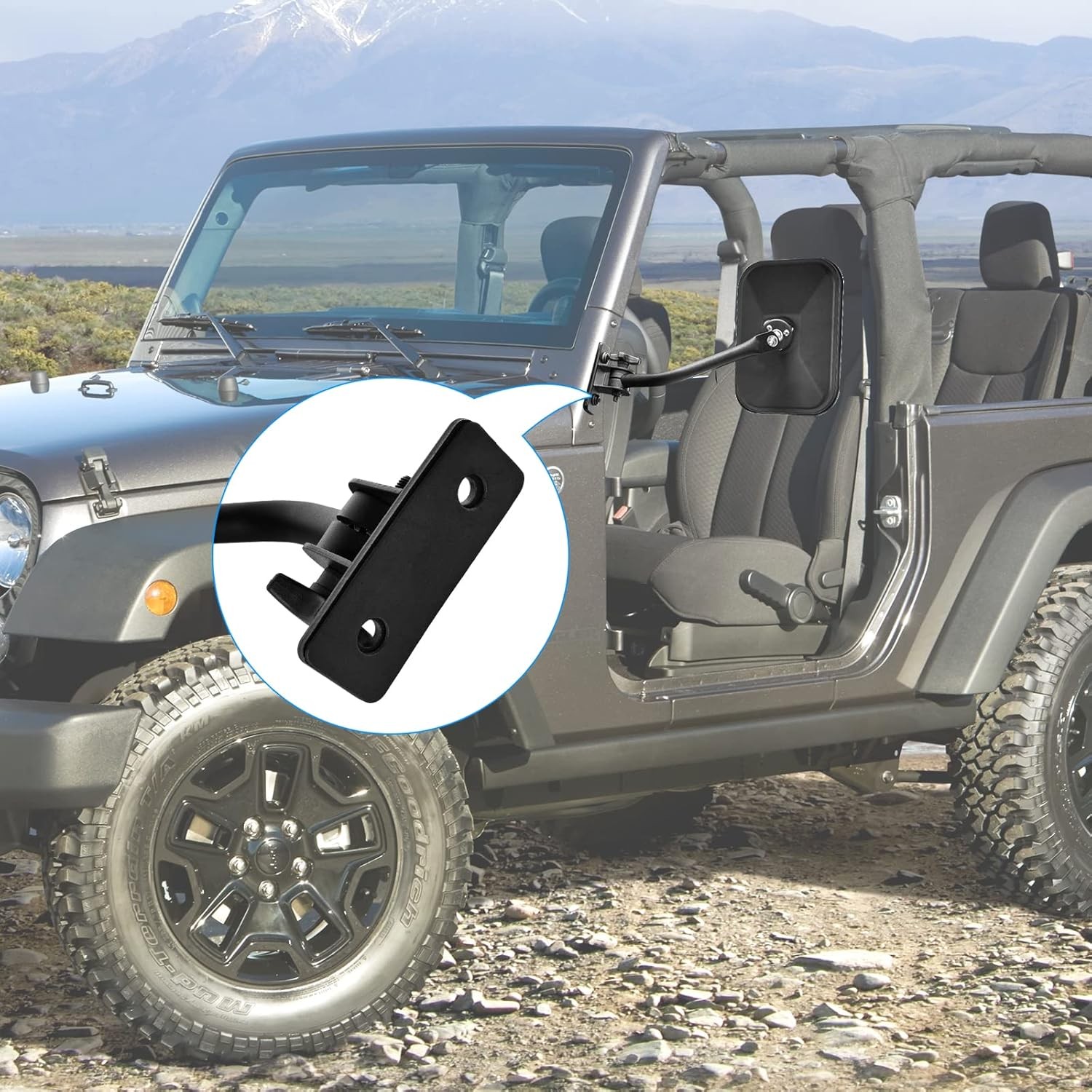 Upgraded Mirrors Doors off Compatible with Wrangler, Anti-Shake Side Rearview Mi