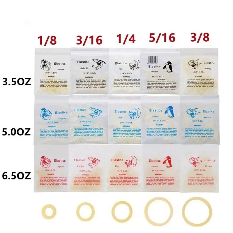 15 Sizes Dental Orthodontic Rubber Bands Elastics Latex Braces 3.5 /5.0 /6.5 oz