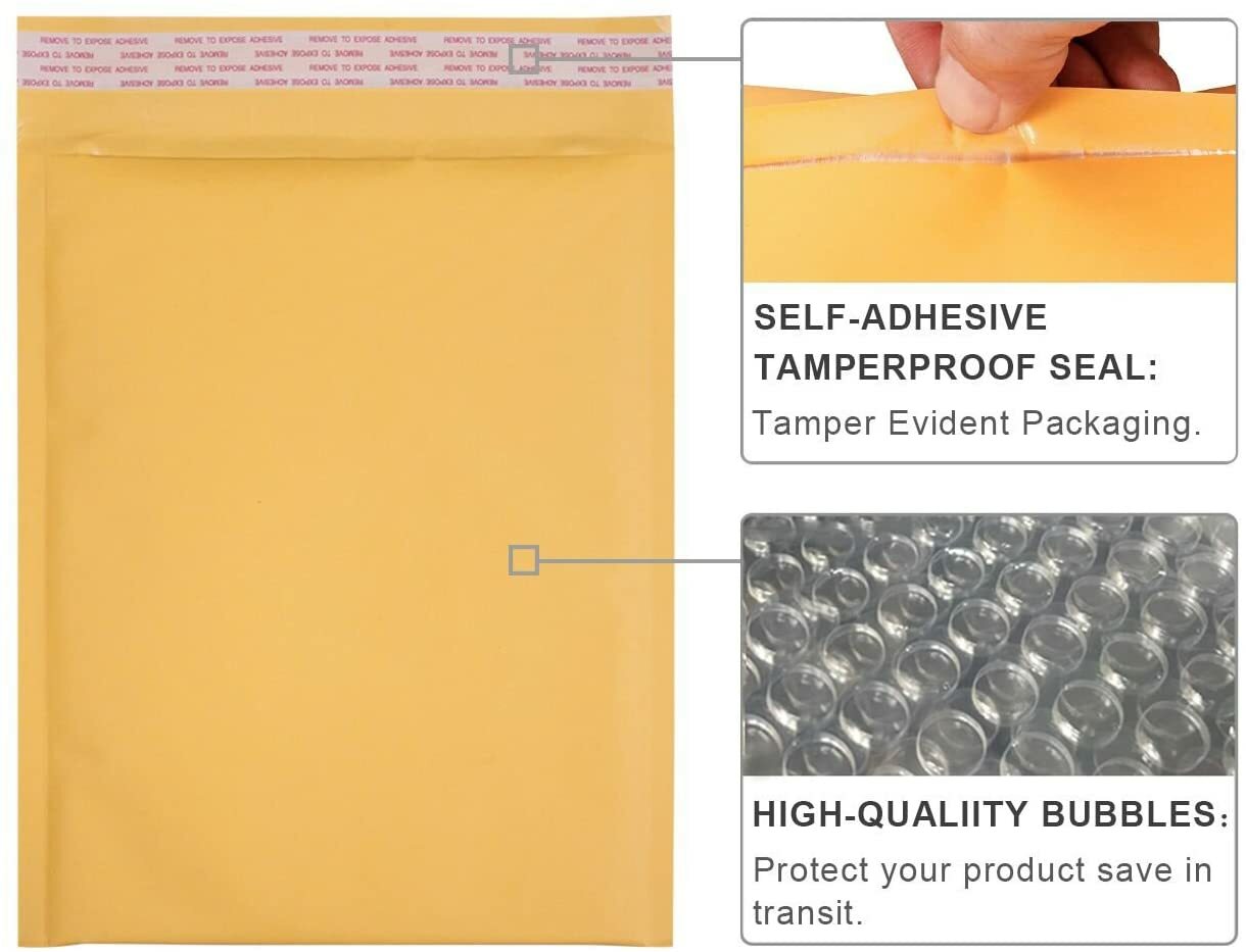 100 #000 4×8 SMALL SELF SEAL KRAFT BUBBLE MAILERS PADDED ENVELOPES 4″ x 7″
