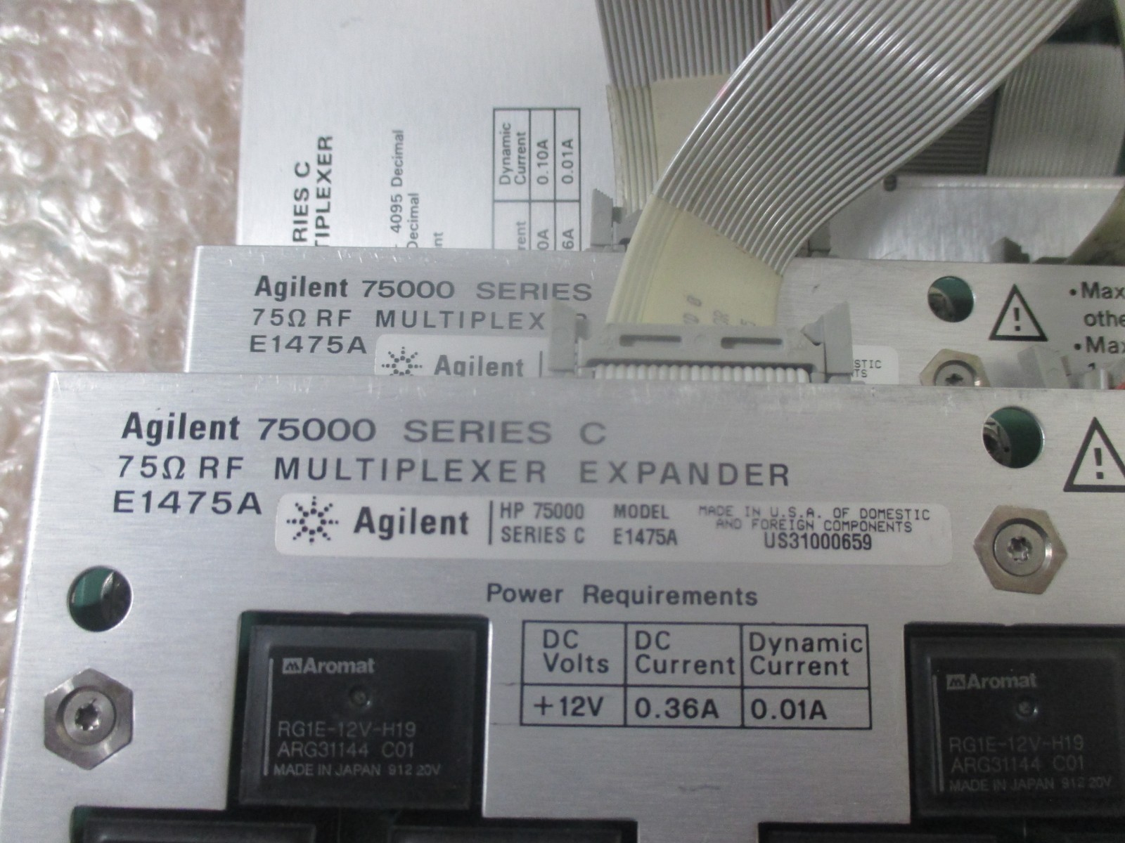 HP /Agilent E1474A 75 ohm RF Multiplexer Series C with 2x E1475A Expander