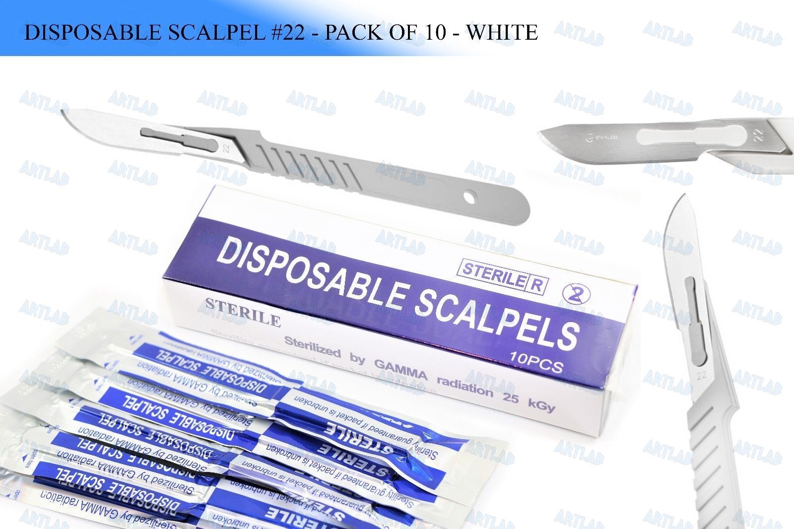 DISPOSABLE SCALPELS #10 TO #22 INDIVIDUALLY FOIL WRAPPED SINGLE USE DERMAPLANING