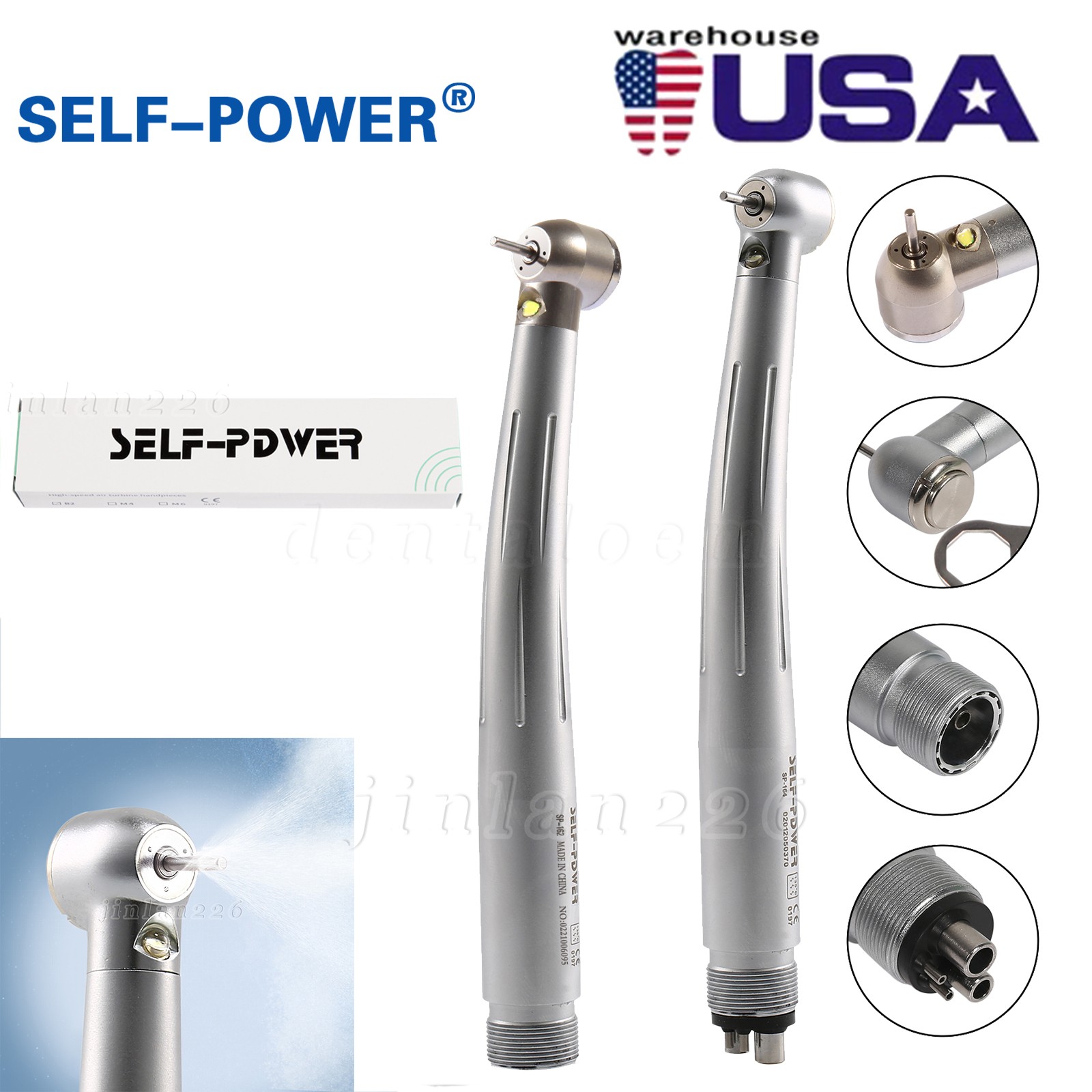 NSK Style Dental Fiber Optic LED E-generator high speed handpiece 4 HOLE/2HOLE