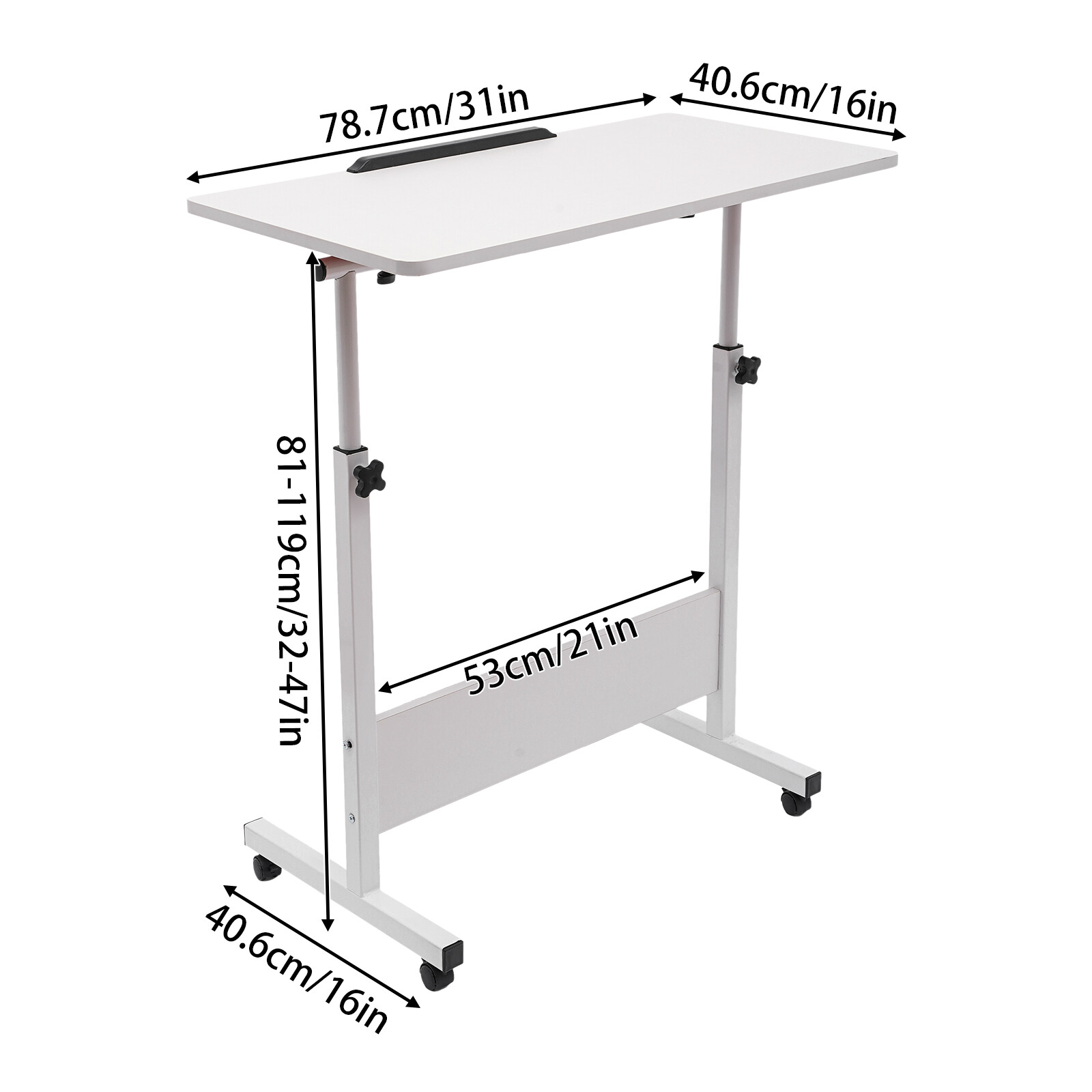 Adjustable Height Office Rolling Laptop Table Stand Bed Side Computer Desk Stand