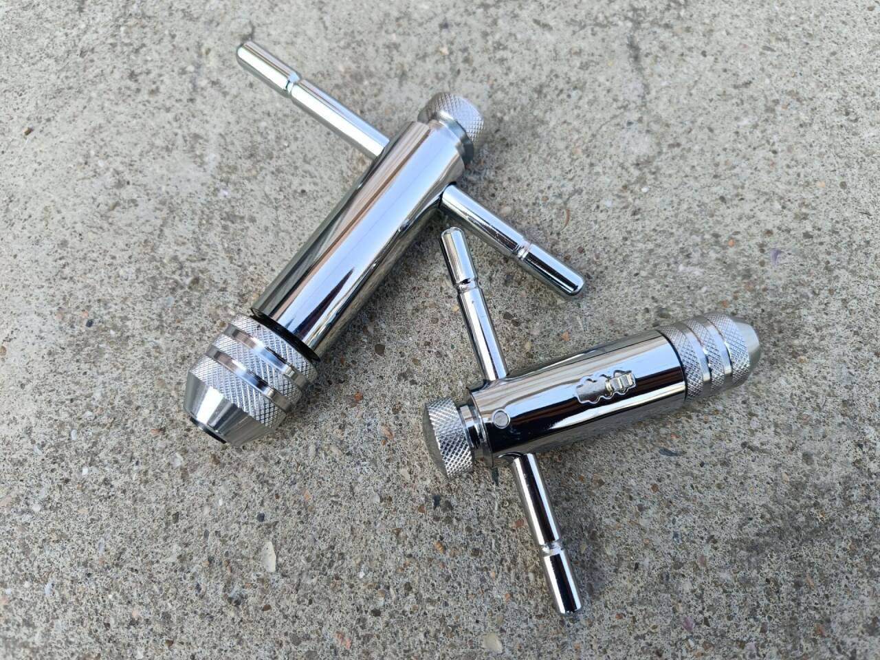 US Stock 2Pcs Ratchet T Handle Tap Wrench, Adjustable Bar Holder Ratcheting Tap