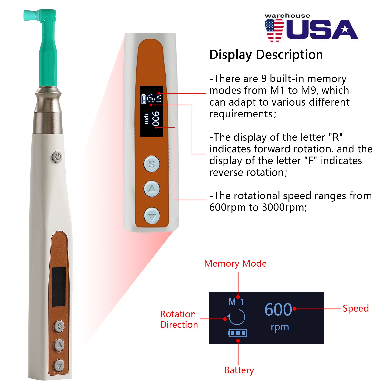 Woodpecker Style Dental Endo Apex Locator Endodontic Root Canal Finder LCD