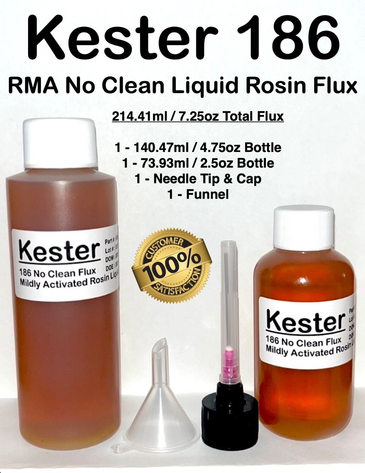 214.41ml / 7.25oz KESTER 186 RMA NO CLEAN LIQUID ROSIN FLUX FOR SOLDERING