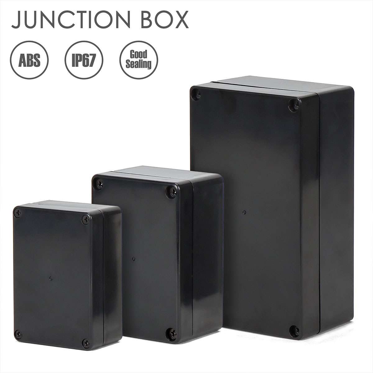 Waterproof Black Plastic Project Enclosure DIY Electrical Junction Box Dustproof