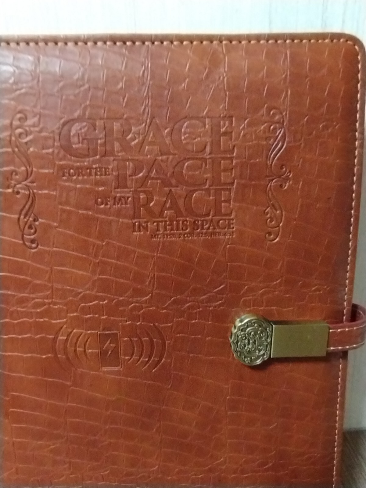 RELATION Executive Leather Notebook, with Qi Wireless Charger and Power Bank