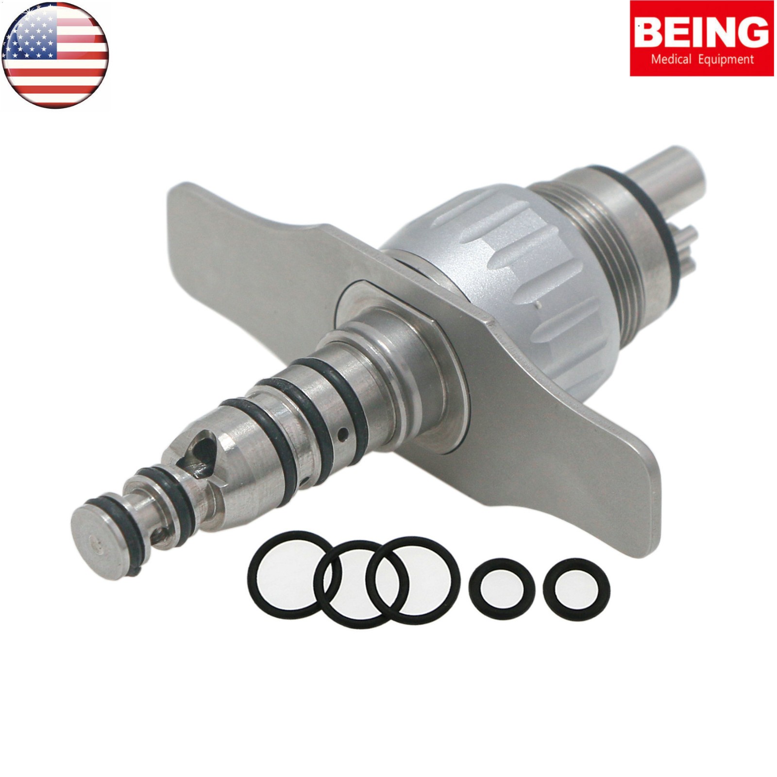 US BEING Dental High Speed Handpiece 4Hole Fiber Optic LED Coupler fit KAVO 6Pin