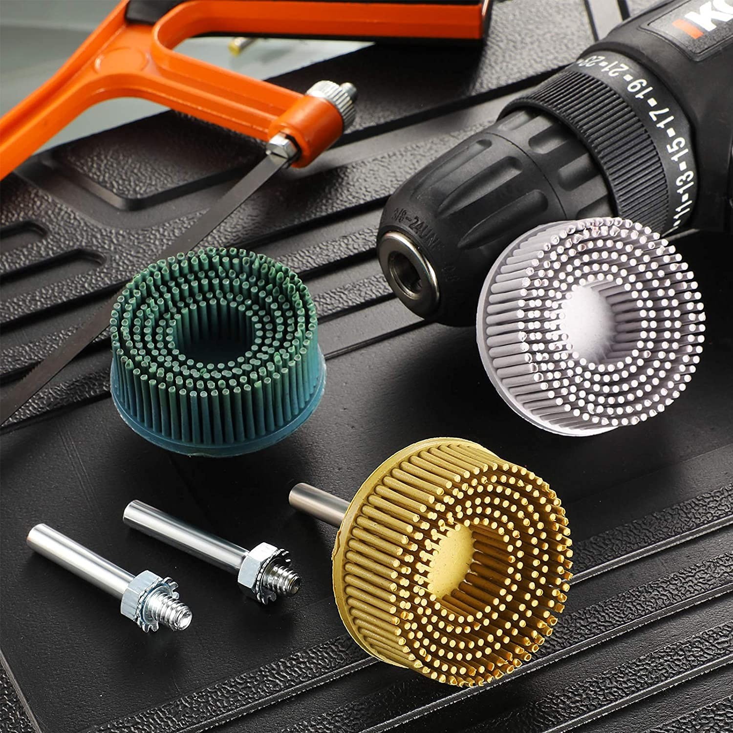 3pcs Bristle Disc 2″ 120# 80# 50# Grit R-Type Abrasive Brush Coarse Bristle Disc