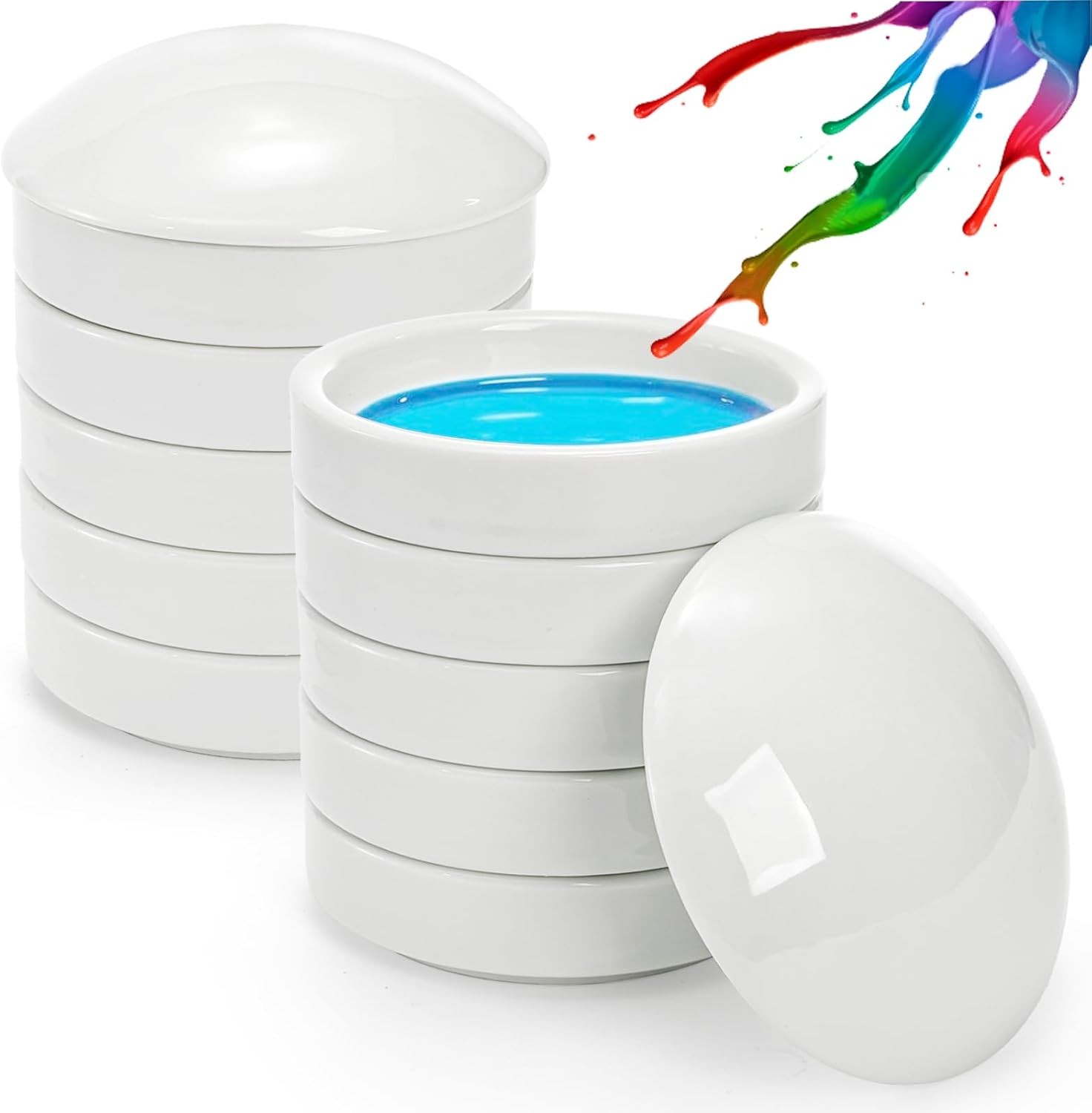 2 Pack Ceramic Watercolor Palette, 5 Layers Stackable Watercolor Mixing Trays