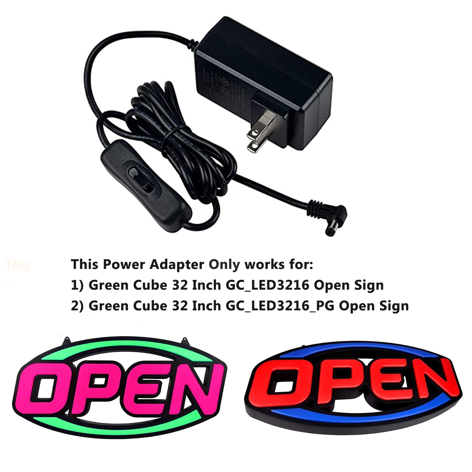 Power Adapter Only for GreenCube BritTech 32″Extra Large Jumbo Open Signs