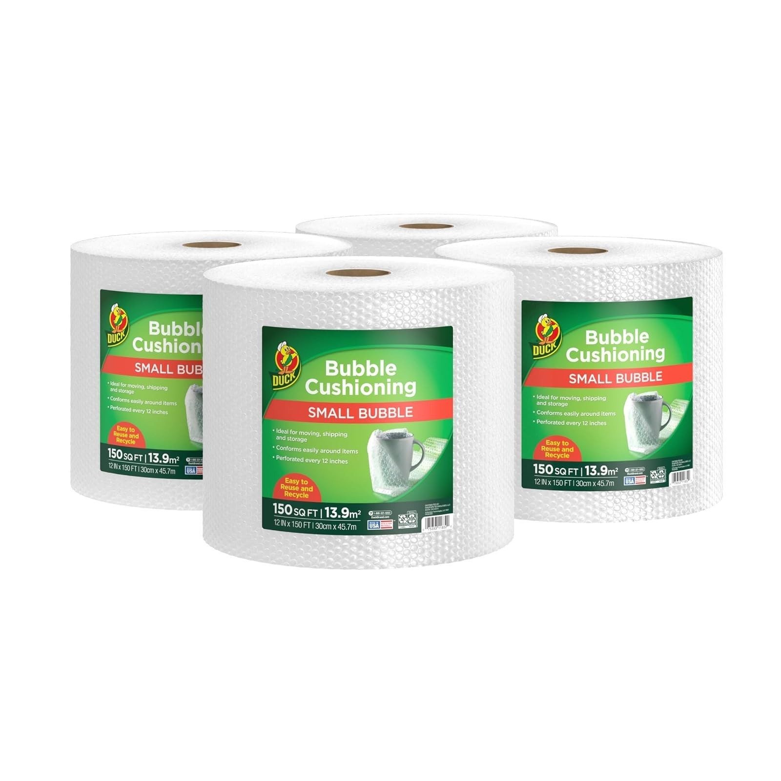 Duck Brand Small Bubble Cushioning Wrap 30 FT for Moving & Shipping