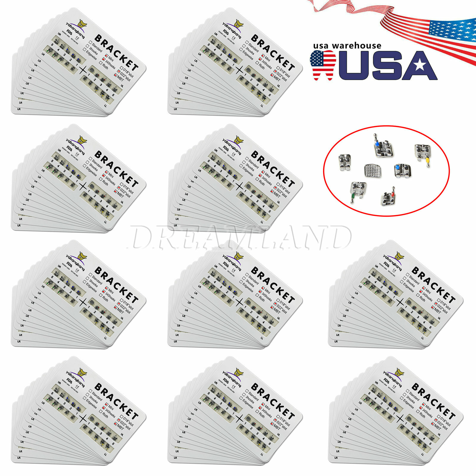 100Packs Dental Orthodontics Bracket Braces Mini Roth 022″ 3-4-5hooks #2 RP^^op
