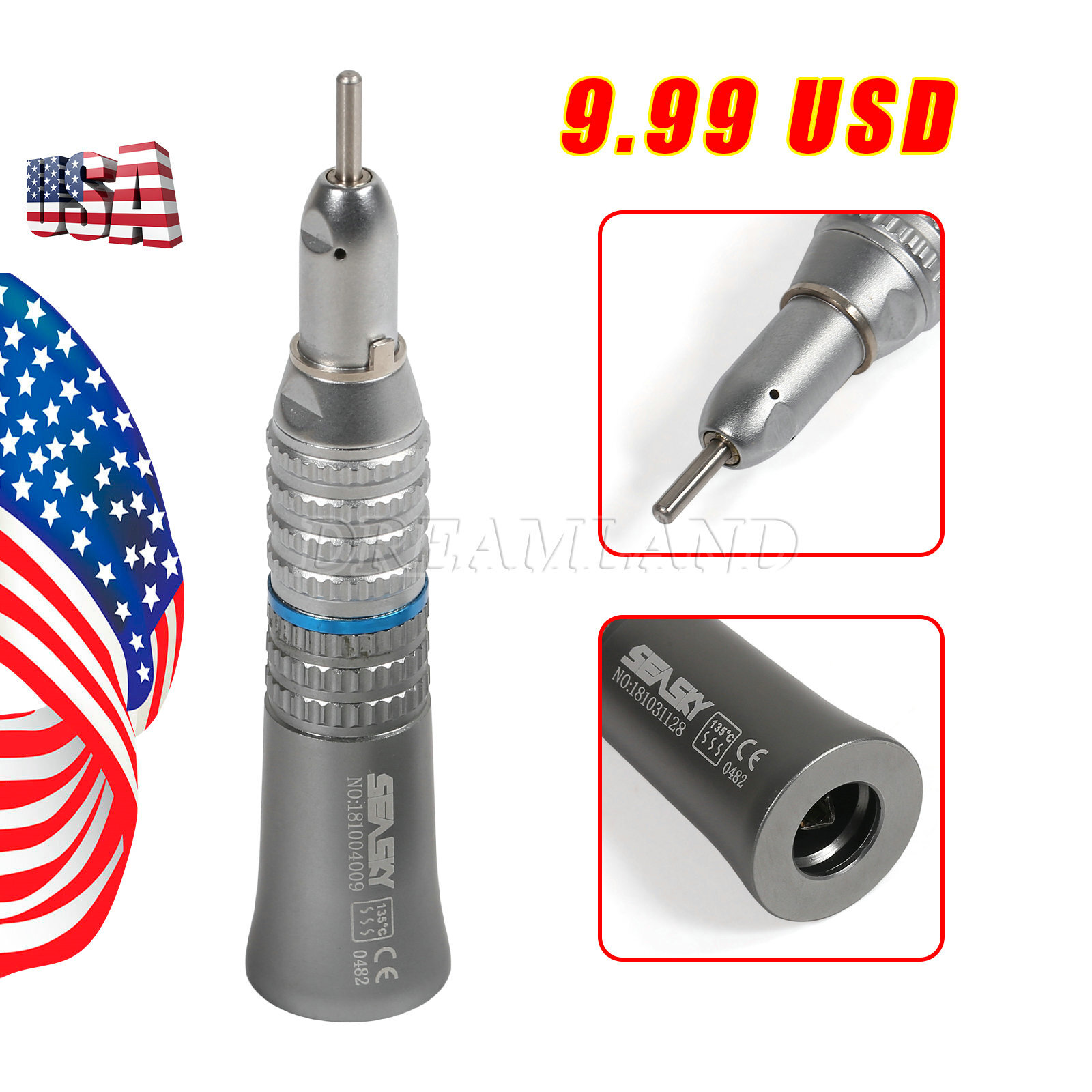 NSK Style Dental Slow Low Speed Handpiece Straight Nose Cone Seasky USA Hot SALE