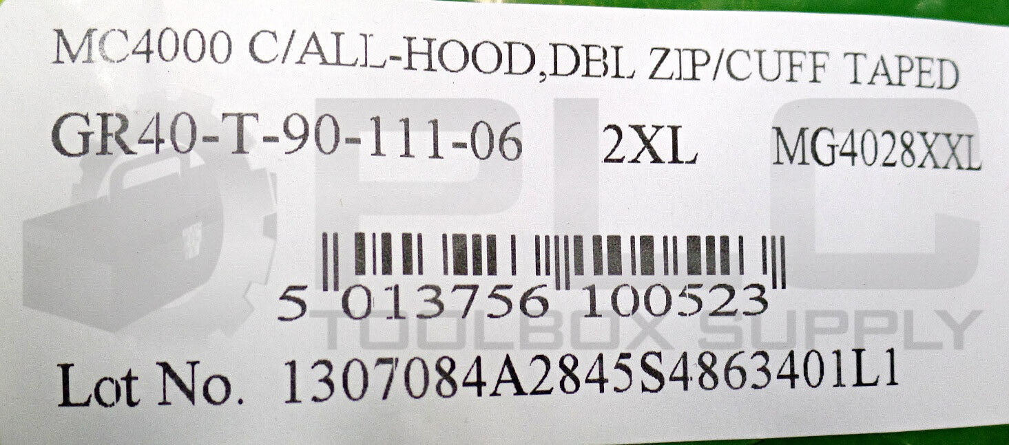 NEW MICROCHEM 4000 GR40-T-90-111-06 GREEN COVERALL SUIT-HOOD, DBL ZIP, SIZE 2XL
