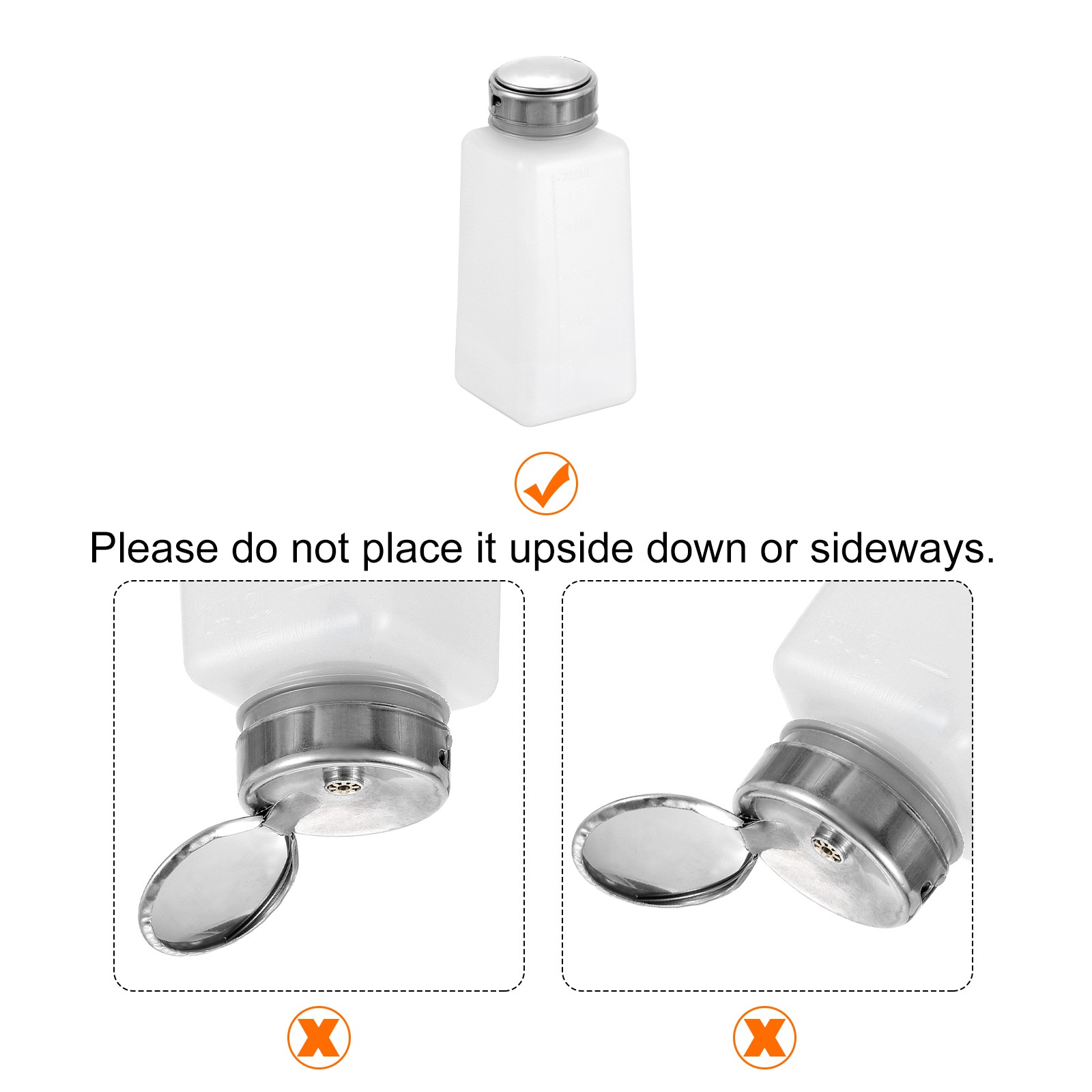 2pcs Solvent Alcohol Dispenser 250ml Push Down Nail Polish Remover Bottle White