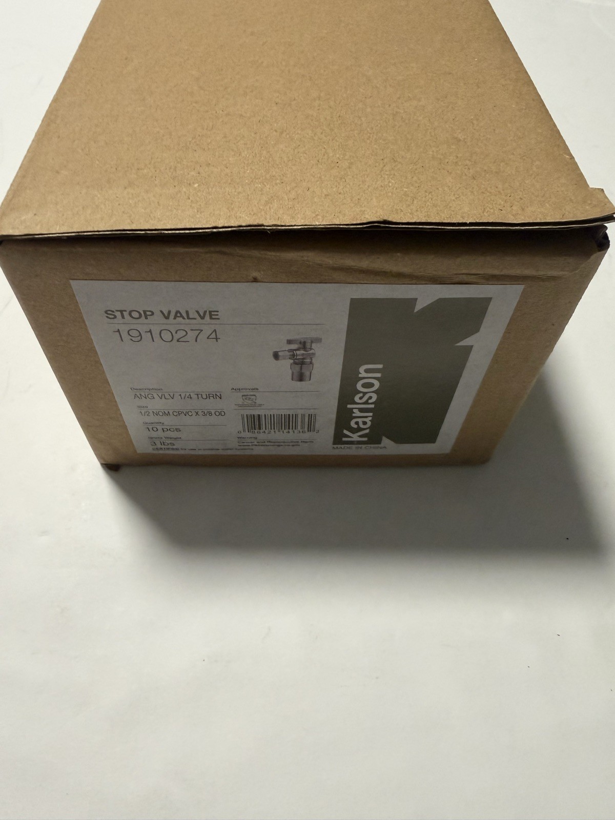 Pack of 10PCS 1/4 Turn Angle Stop Valve Compression 3/8″ OD x 1/2″ CPVC
