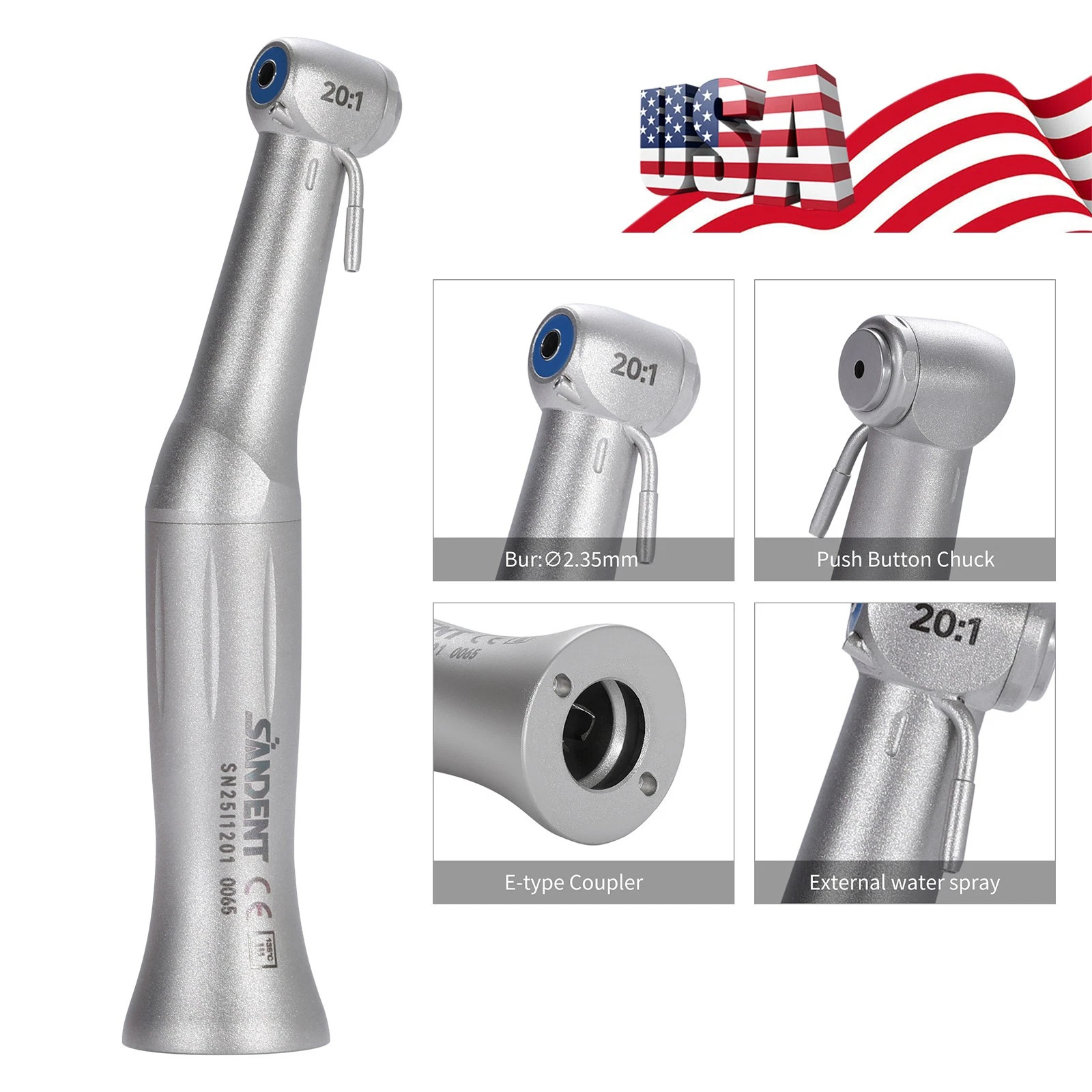 NSK Type SG20 Dental 20:1 Reduction Implant Contra Angle Surgical Handpiece Push