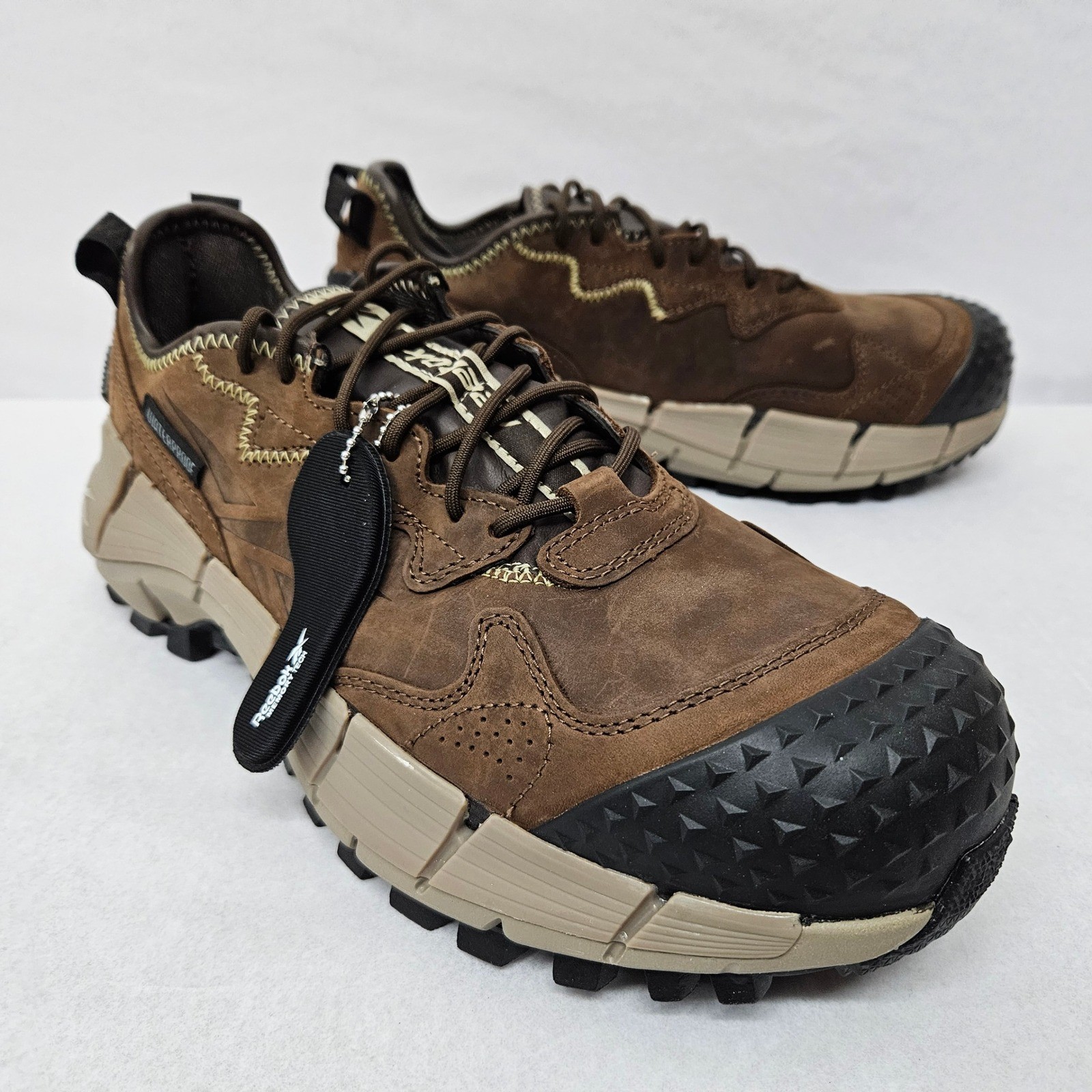 Reebok Men’s Zig Kinetica Edge II Work Safety Shoes RB3020 Brown Leather Sz 8