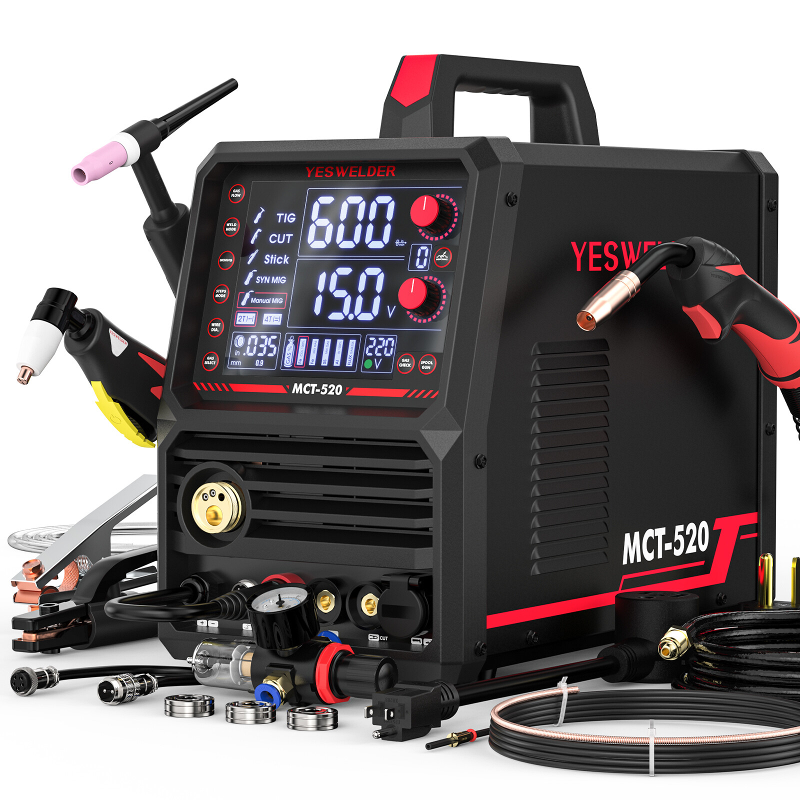 YESWELDER MCT-520 6-in-1 200A MIG/TIG/Stick & 50A Plasma 110V/220V