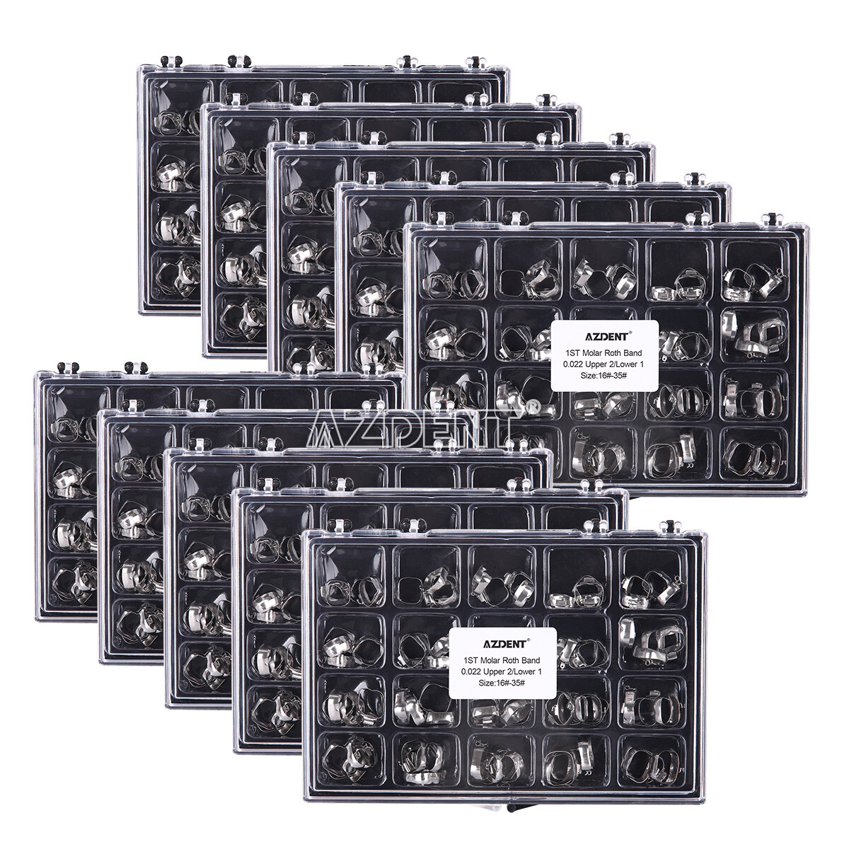 80Pcs AZDENT Dental Orthodontic 16#-35 Bands with Buccal Tube 1st Molar Roth.022