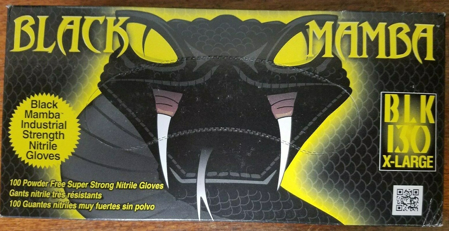 X-LARGE Black Mamba (10) 100 Glove Boxes; Disposable Nitrile Mechanic Glove;HVAC