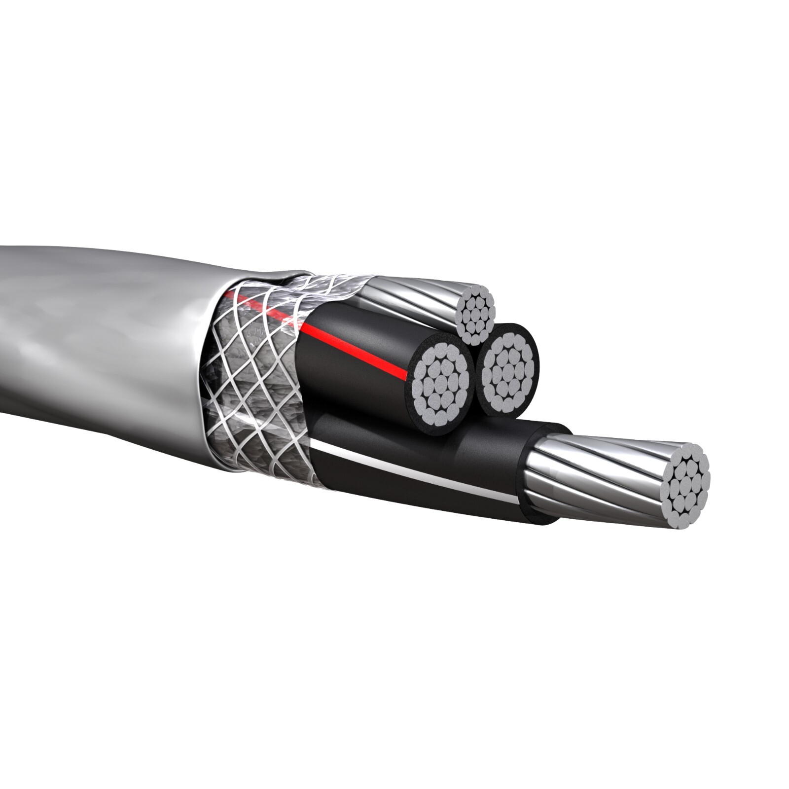 2/0-2/0-2/0-1 Aluminum SER Service Entrance Cable PVC Jacket Gray 600V