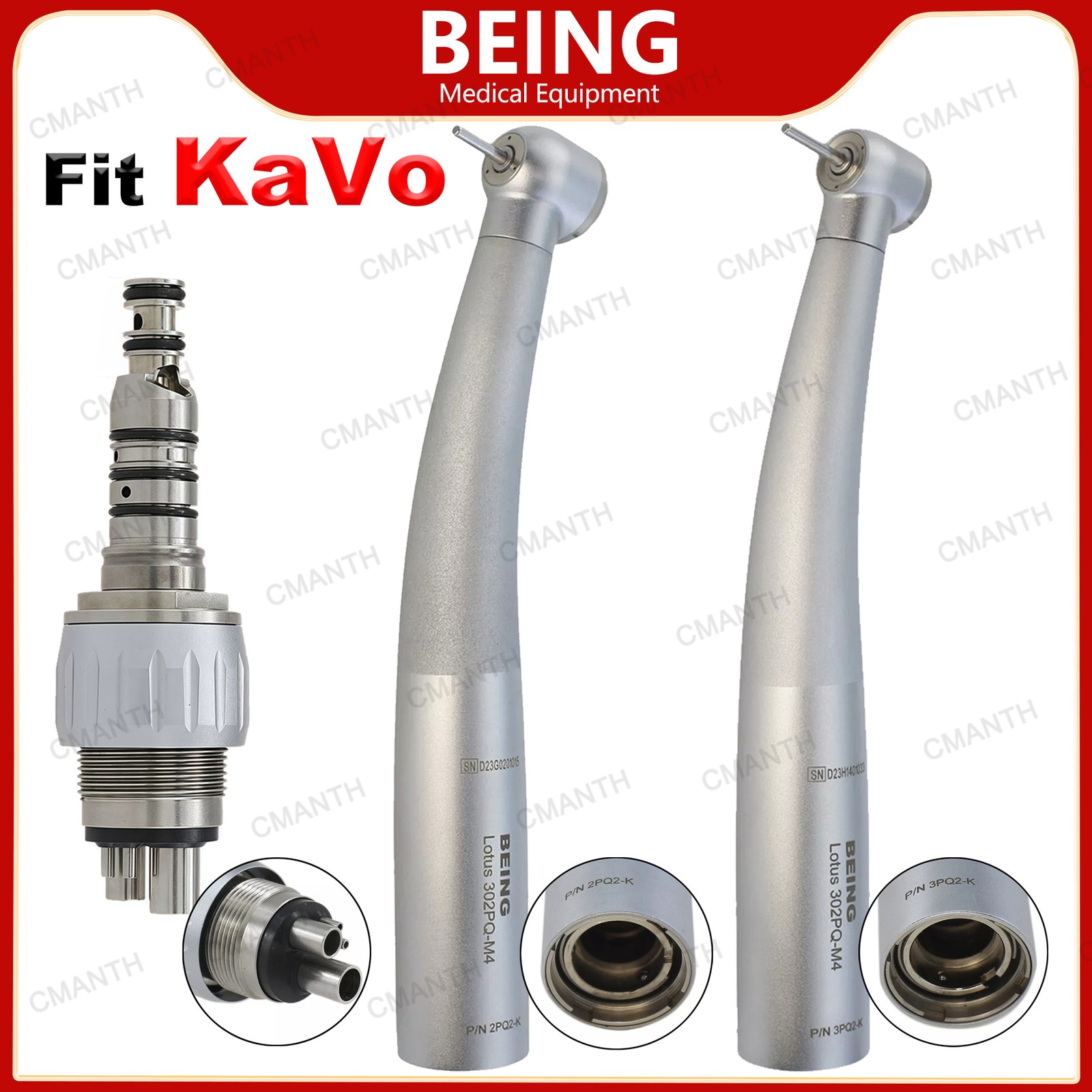 US BEING Dental Handpiece High Speed Turbine For KaVo MULTIflex Coupler 4 Hole