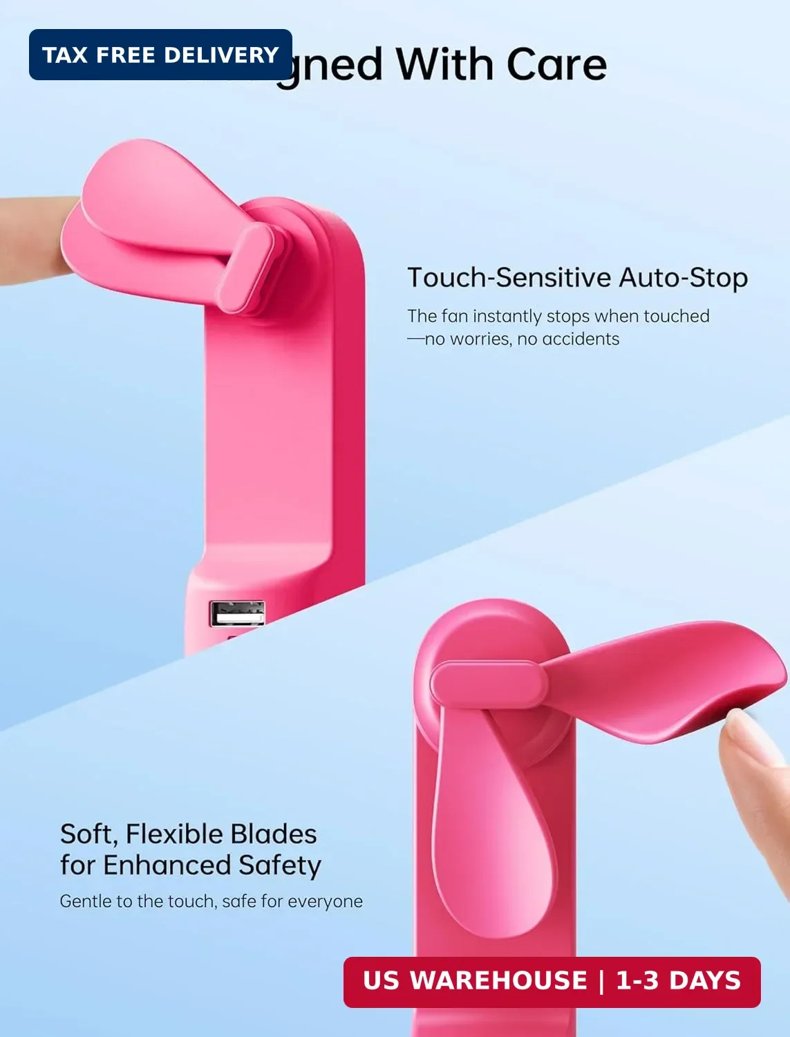 3 in 1 Handheld Mini Fan USB Rechargeable Power Bank Flashlight Travel